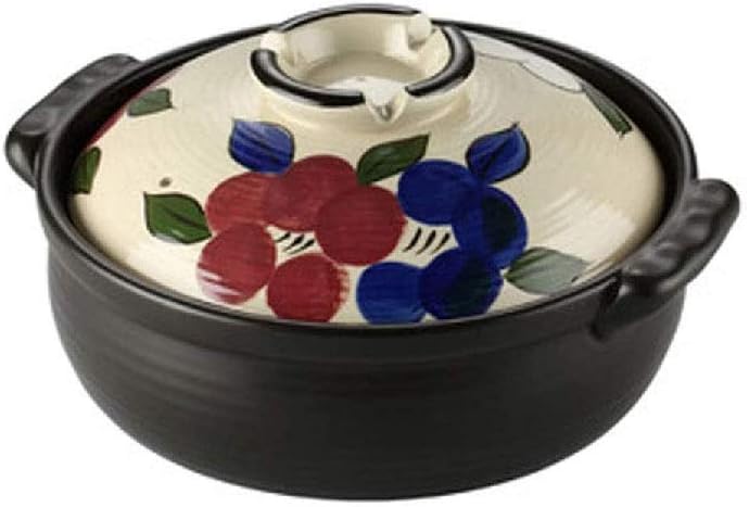 Shallow Casserole with Lid,Ceramic Dish Earthen Pot,Heat Resistant Cookware, Carriers for Hot or Cold Food Black