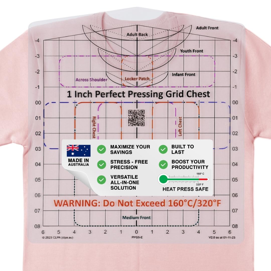 Heat Press Safe Tshirt Pressing Guide for Vinyl Alignment and Accurate Placement Full Shirt. an All-in-one t-Shirt Ruler Guide for Heat Press Vinyl Graphics or an Embroidery Placement Guide
