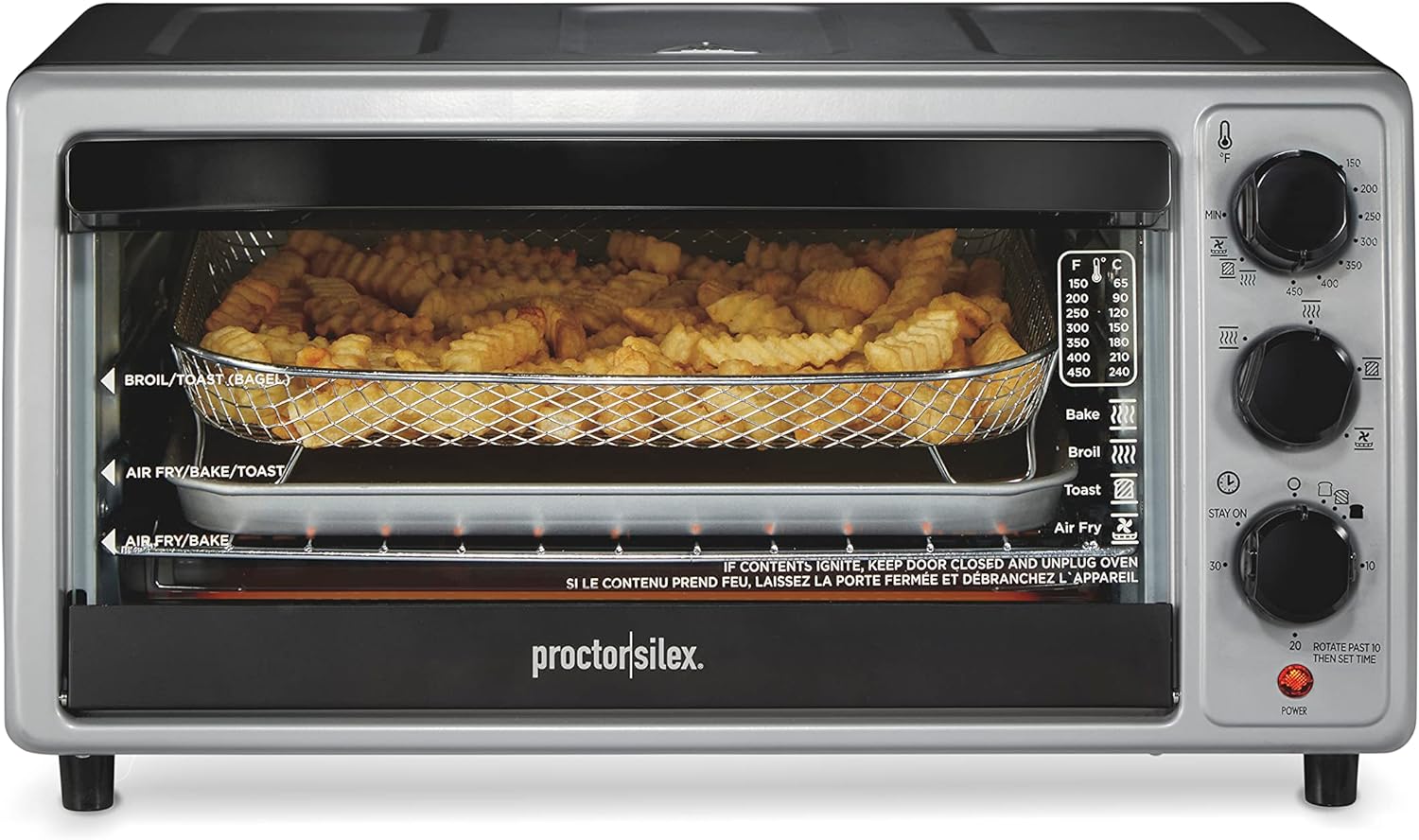 Proctor Silex Simply-Crisp Air Fryer Toaster Oven Combo with 4-in-1 Functionality (Air Fry, Bake, Broil & Toast), 1200 Watts, Fits 4 Slices or Personal Pizza, Auto Shutoff, Black (31265)