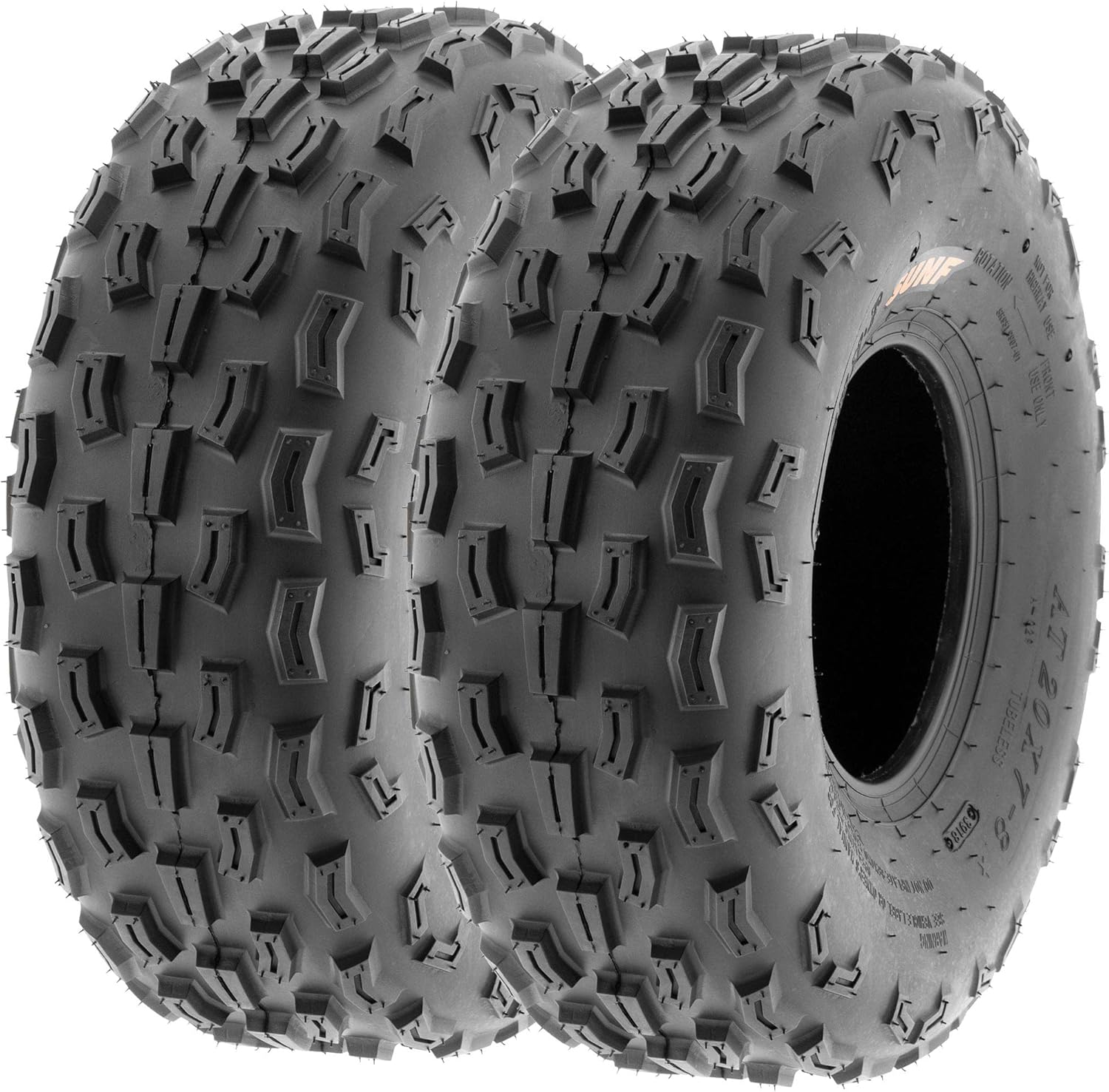 Pair of 2 SunF A029 ATV UTV 20x7-8 20x7x8 Track XC Knobby Tires, 6 PR, Tubeless