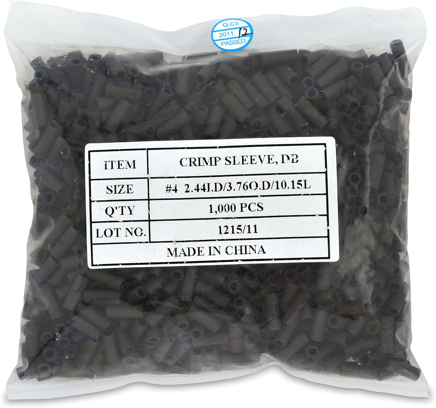 Wire & Cable Specialties Crimp Sleeves for Surflon System, Fits Surflon Wire Sizes 4, Black, 1000 pc, (PCS-4B-1000)