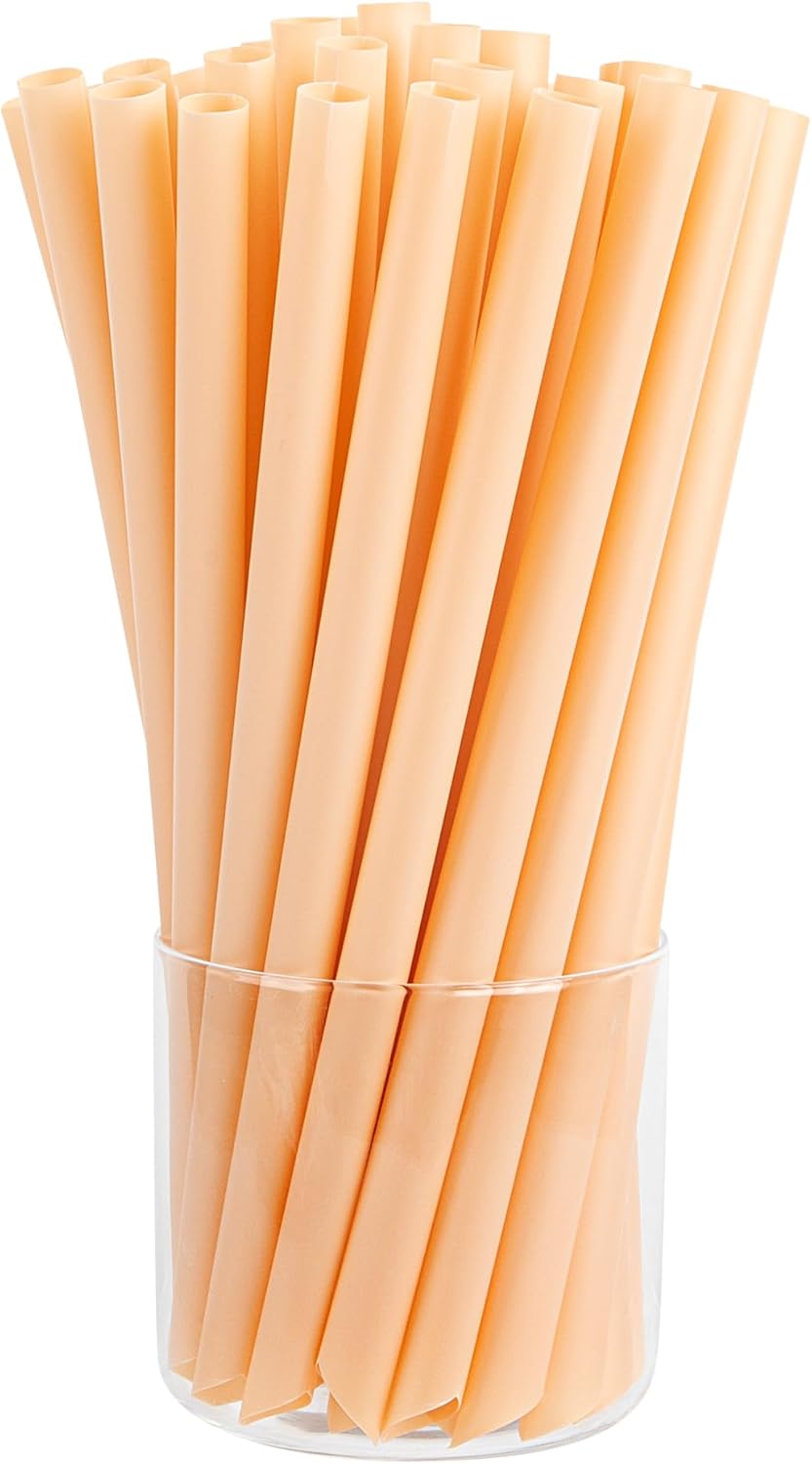 Restaurantware Orange Boba Straws 1000 Count 9 Inch Durable Wide Diameter Unwrapped Jumbo Straws with Pointed Tip Design for Thick Drinks use in Coffee Shops, Juice Bars, and Bubble Tea Shops