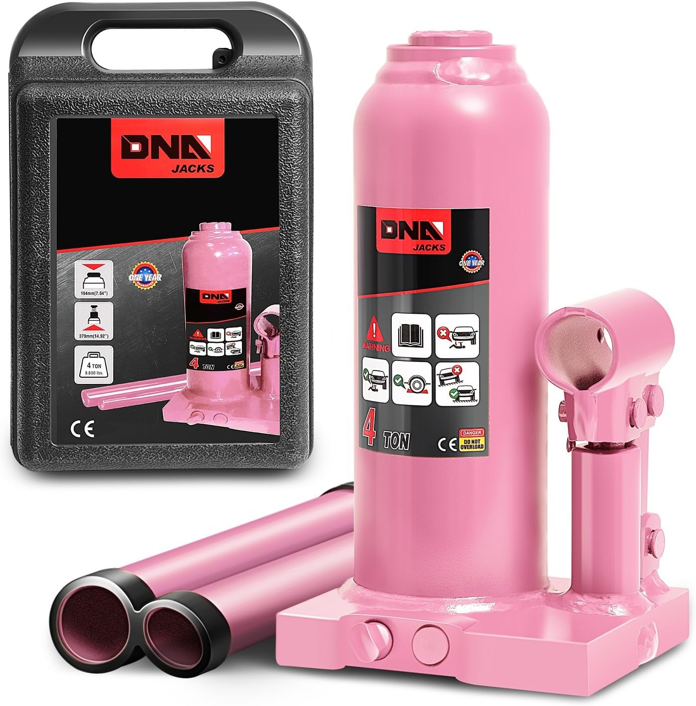 DNA MOTORING 25 tons / 55115.5 lbs Lifting Automotive Welded Hydraulic Bottle Jack for Repair Vehicle, Pickup, Truck, w/Manual Handle, Red,TOOLS-00363