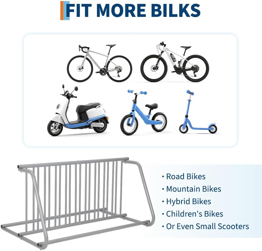 Floor Bike Rack, Double-Side 10-Bike Rack 60