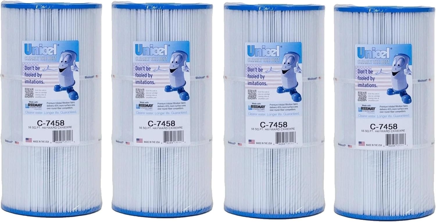 Unicel C-7458-4 Filter Cartridge Set Compatible with 56 Square Foot Hayward CX480XRE, Pleatco PA56SV, Filbur FC-1223 (4 Pack)