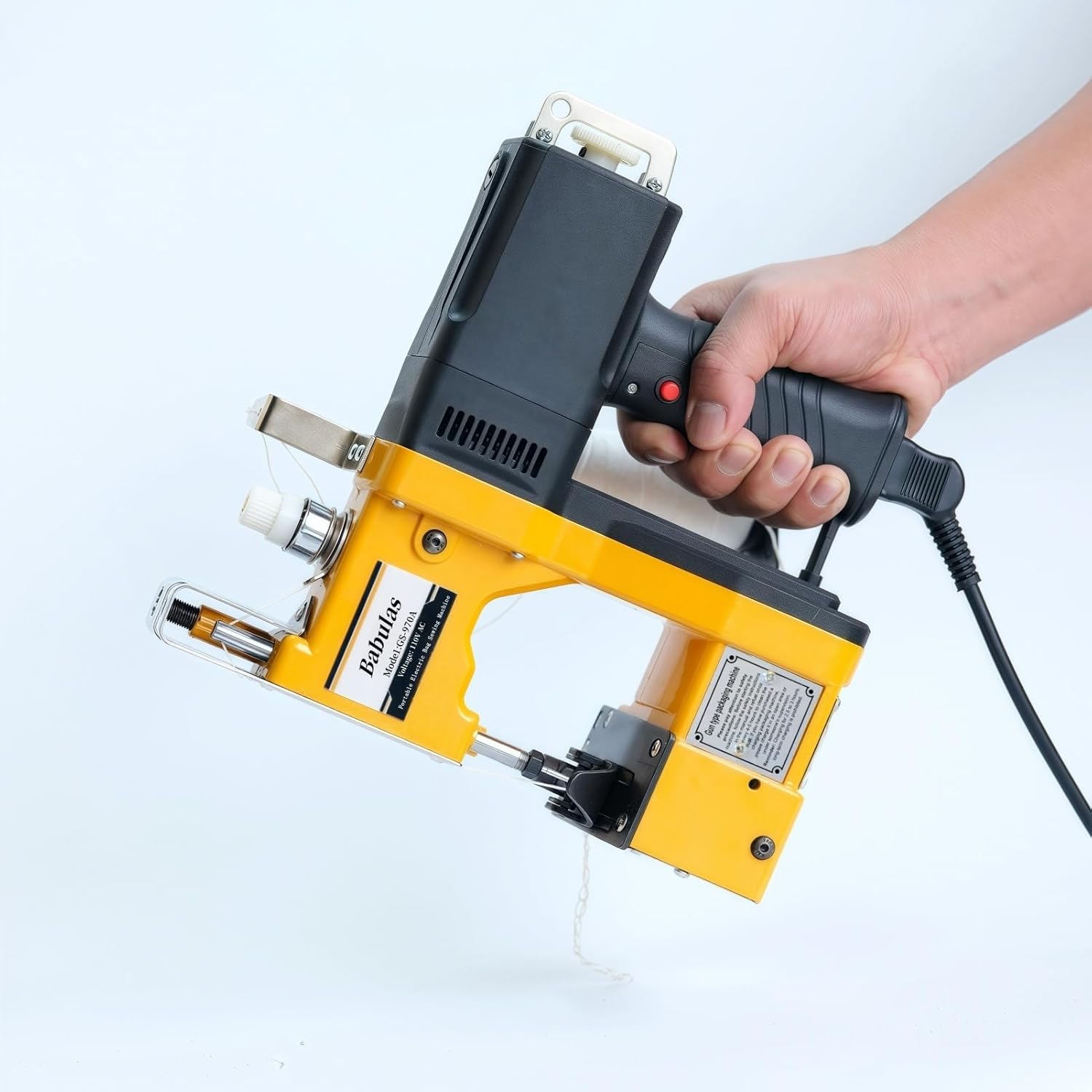 Bag Sewing Machine - 2s/bag Heavy Duty Portable Stitching Machine for Woven Bags, Non-Woven Fabrics, Leather | Warehouse & Farm Packing Tool (Yellow, Corded - 110V AC)