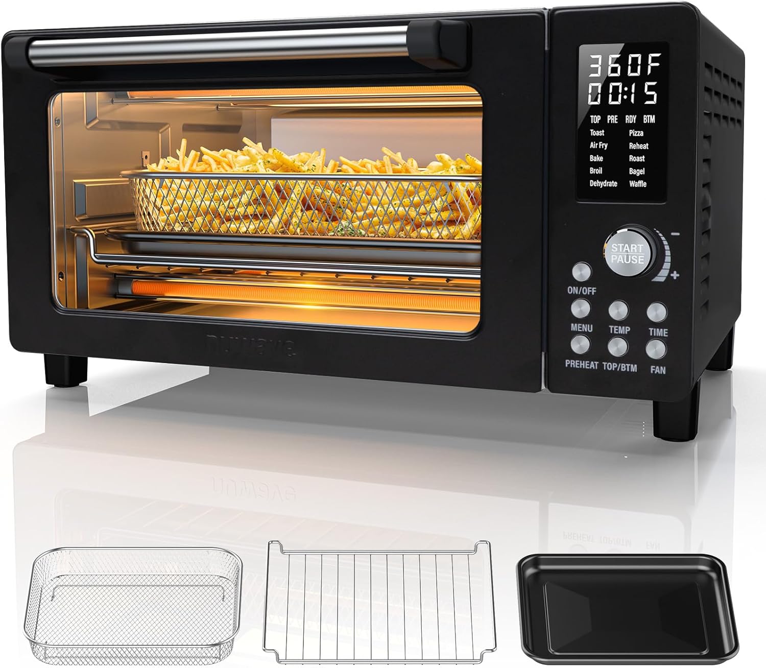 Nuwave Bravo Pro Convection Air Fryer Toaster Oven Combo, 2025 New and Improved, 10-in-1, 50°-450°F Temp Controls, Quick & Even Crisp Technology, 21Qt Capacity, Stainless Steel, PFAS Free