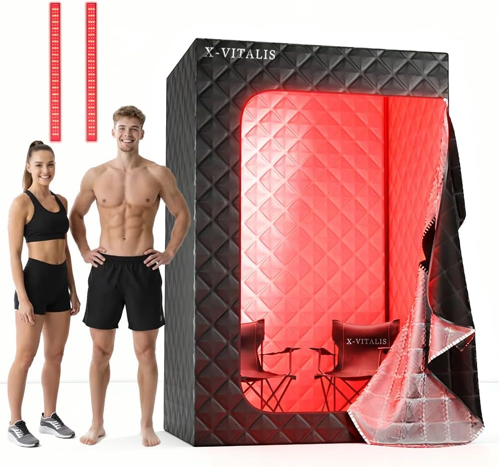 2 Person Portable Steam Sauna for Home with Two Red Light Therapy Panels Full Body Home Spa