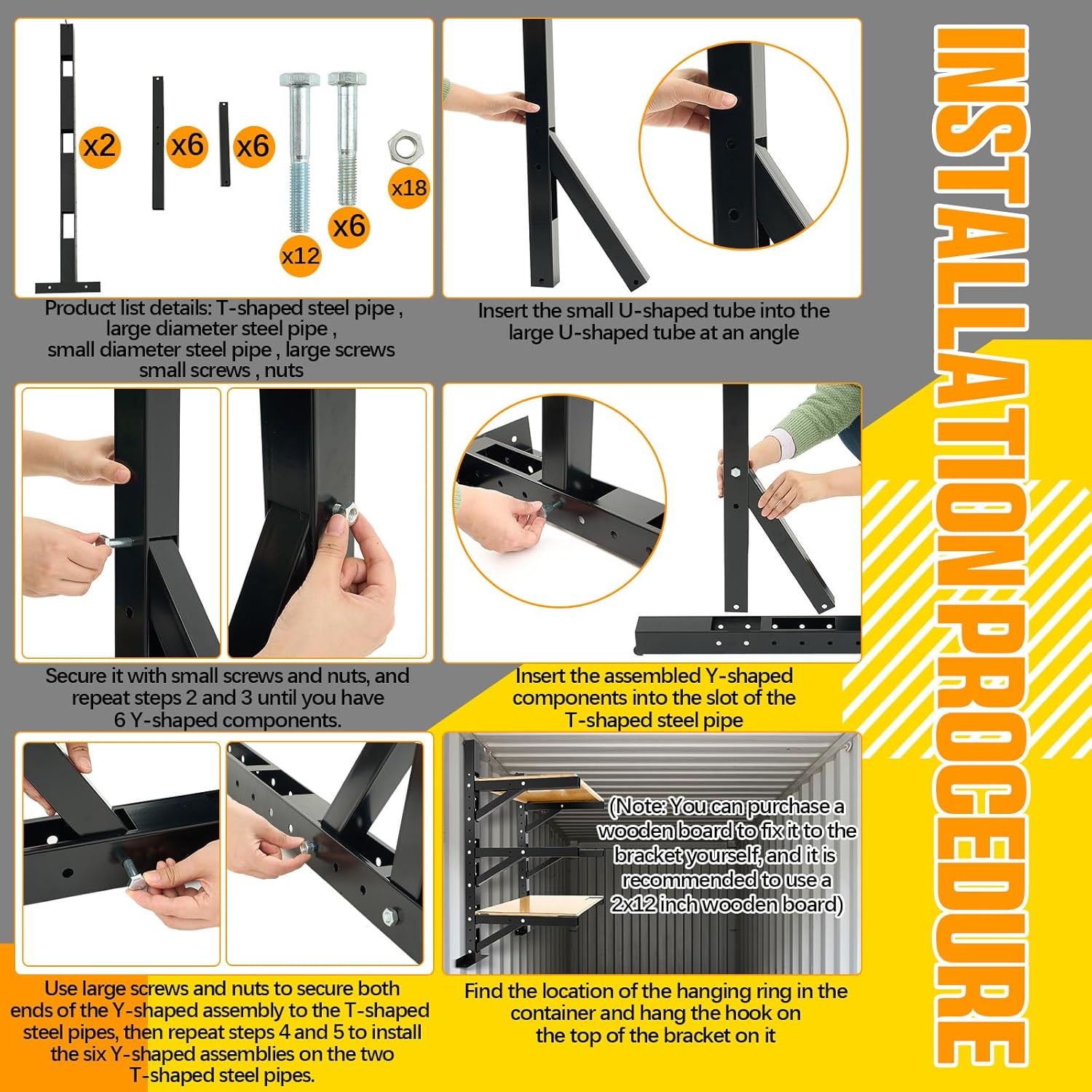 2 Pack 3 Layer Shipping Container Shelving Accessories Adjustable Heavy Steel Cargo Trailer Shelving Capacity up to 1200 Lbs Hanging Shelf Brackets for Heavy Duty Trailer Containers