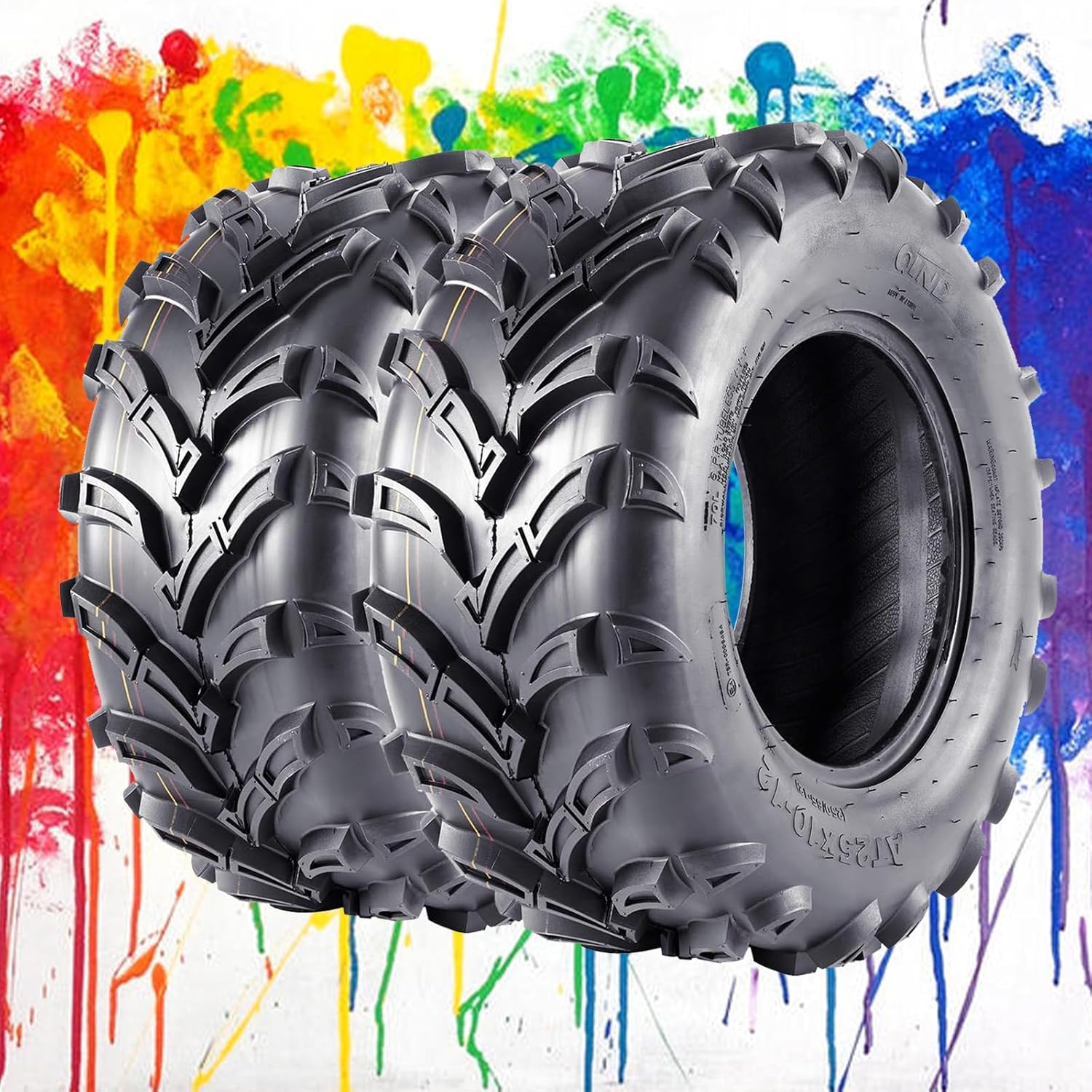 AT25x10-12 All-Terrain Tires Set of 2 ATV Tire 25x10-12 6PR, All Terrain 25x10-12 TL ATV UTV Trail Sand Mud Off-Road Tires (Pack of 2, Tubeless)
