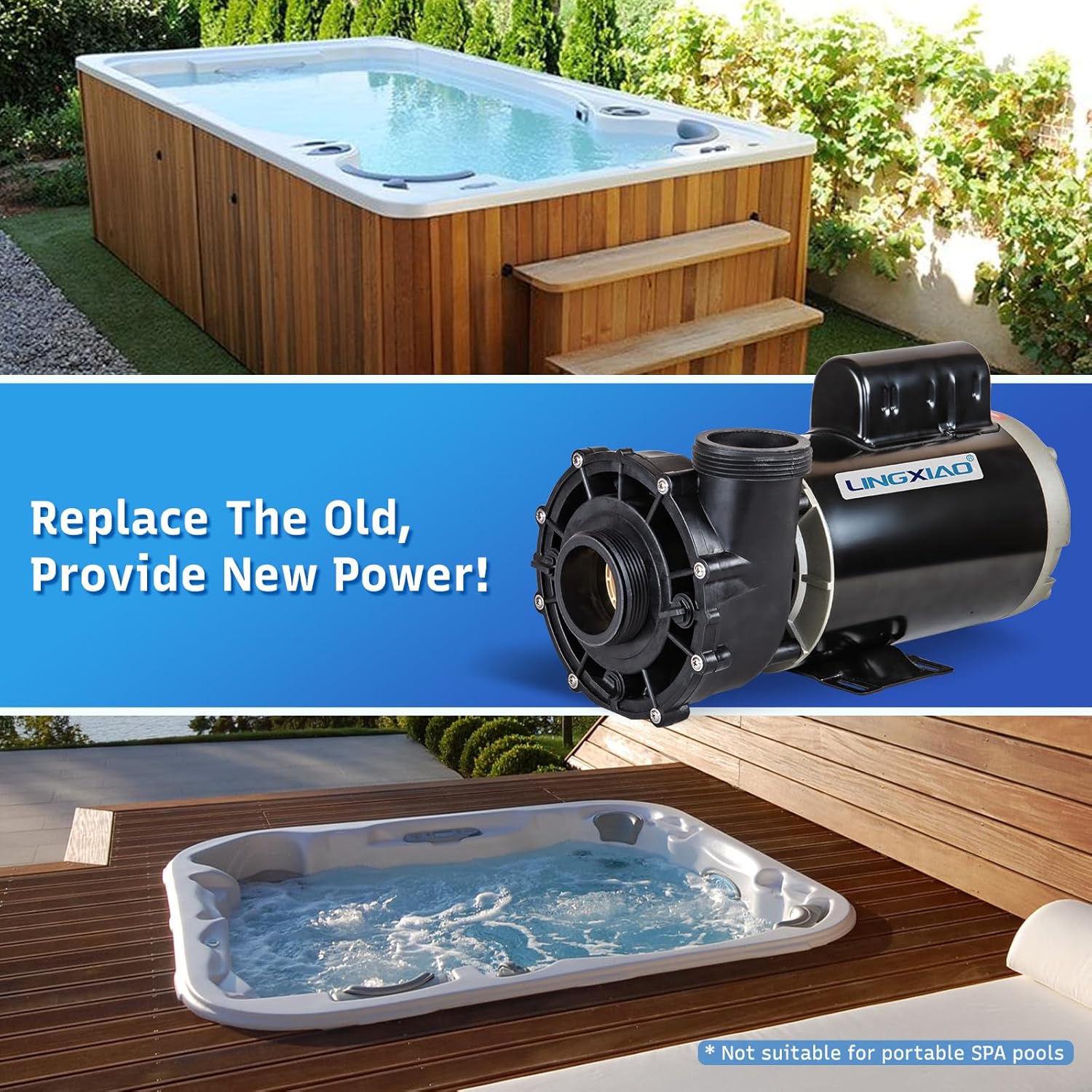 SPA Pump, 4HP Hot Tub Pump - 2 Speed LX SPA Pumps Motor 220-240V, 2