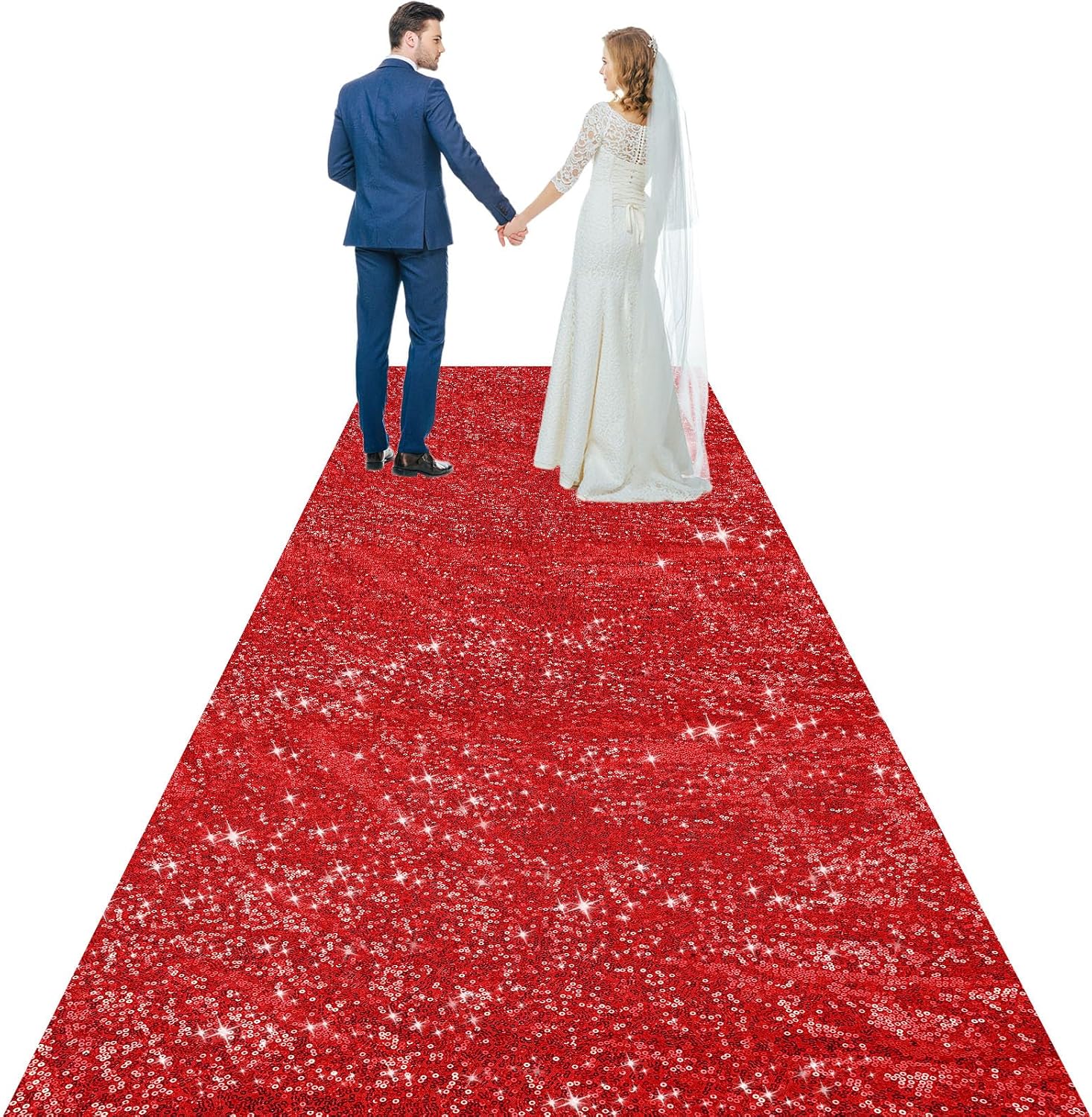 4.2x49ft Red Sequin Aisle Runner Glitter Aisle Carpet for Wedding Ceremony Bridal Shower Christmas Party Walkway Floor Outdoor Indoor Hallway Decor