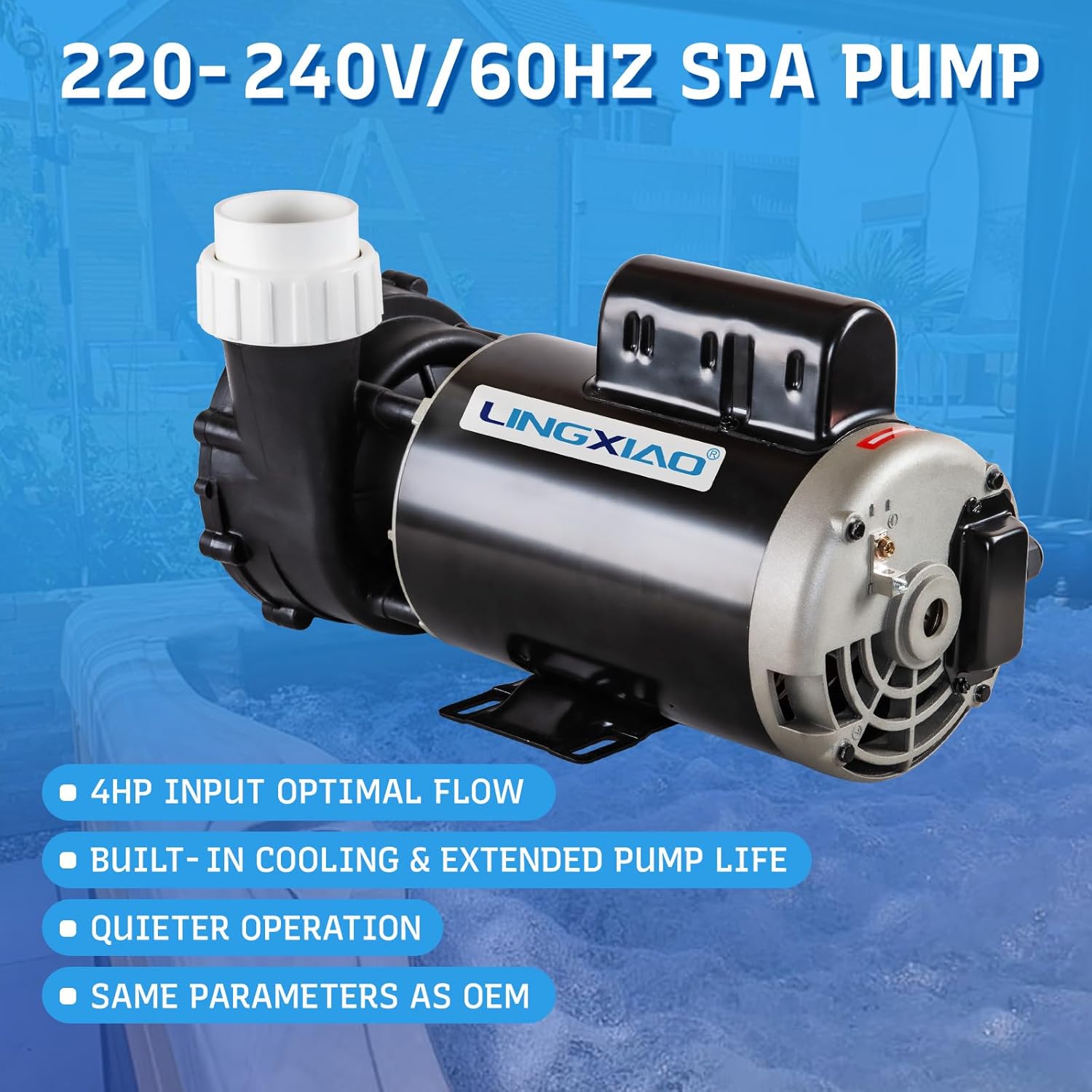 SPA Pump, 4HP Hot Tub Pump - 2 Speed LX SPA Pumps Motor 220-240V, 2