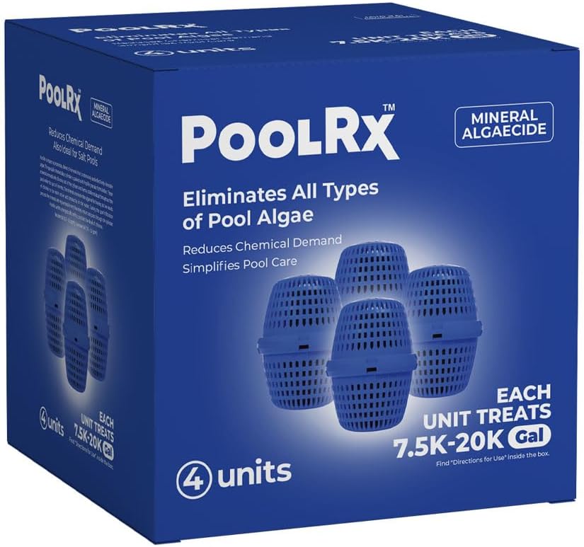 PoolRx 101003 4-Pack Blue Units Swimming Pool Algaecide, 4 Pack