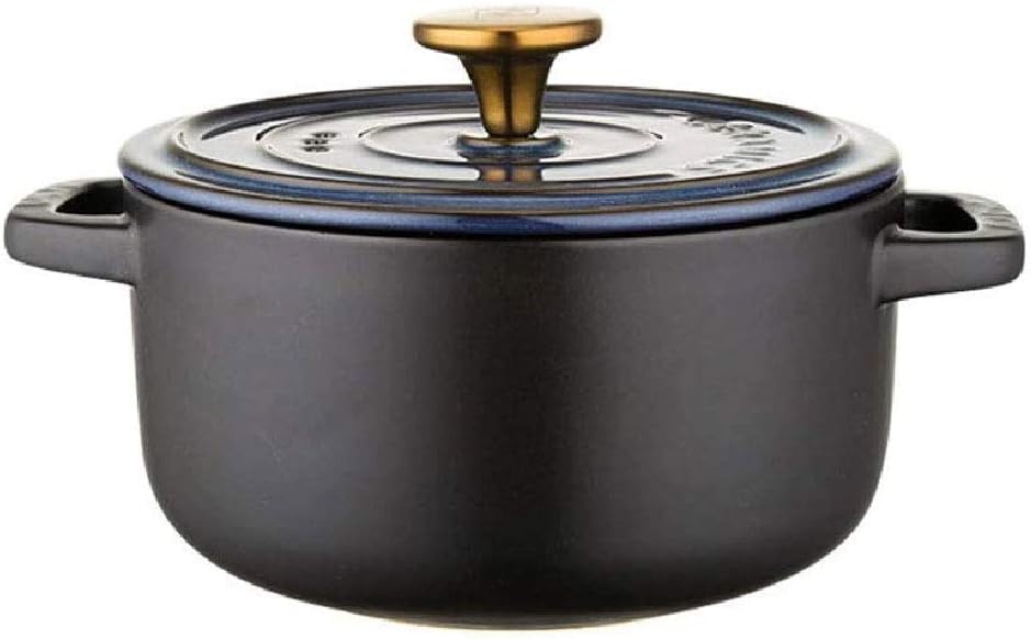 Vertical Pattern Cover Ceramic Casserole Restaurant Kitchen Household Soup Pot Clay for Cooking(E)