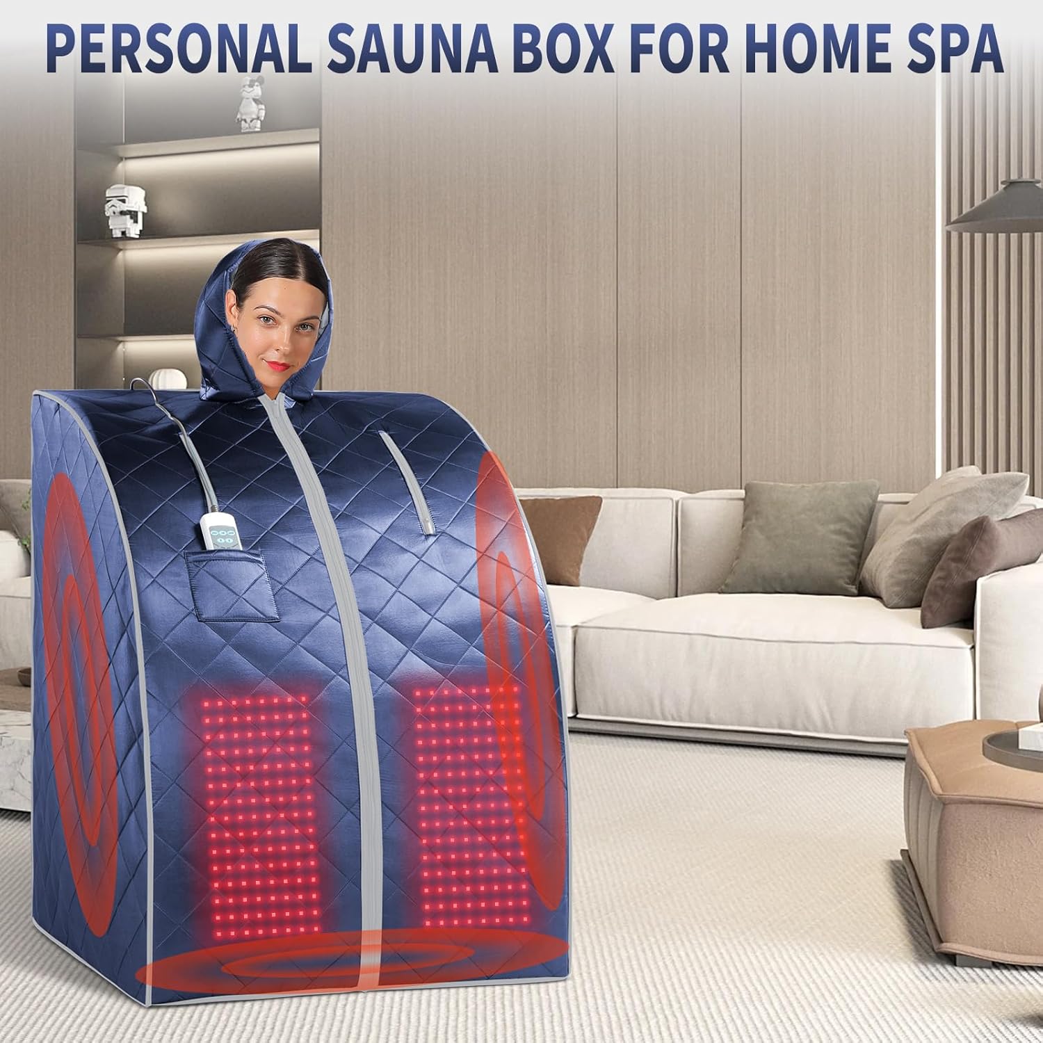 Portable Infrared Home Sauna with 660nm Red Light Therapy Lamp, Personal Sauna for Relaxtion & Detox at Home, Separate Heating Foot Pad and Portable Upgrade Reinforced Chair