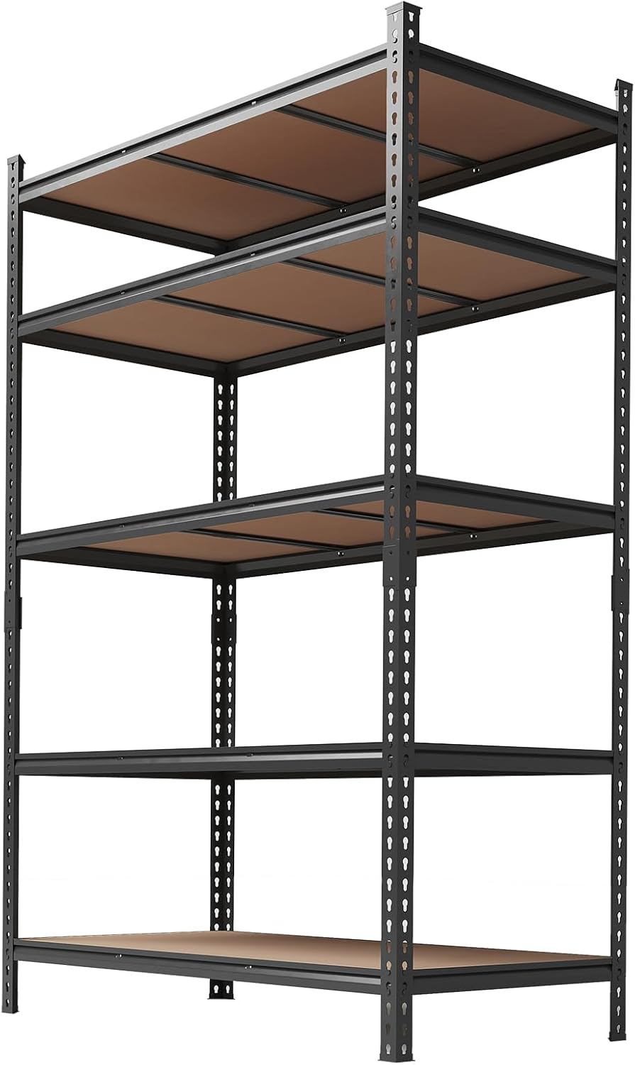 Storage Shelves 5 Tier Adjustable Garage Storage Shelving, Heavy Duty Metal Utility Rack Shelving Unit for Warehouse Pantry Closet Kitchen, 48