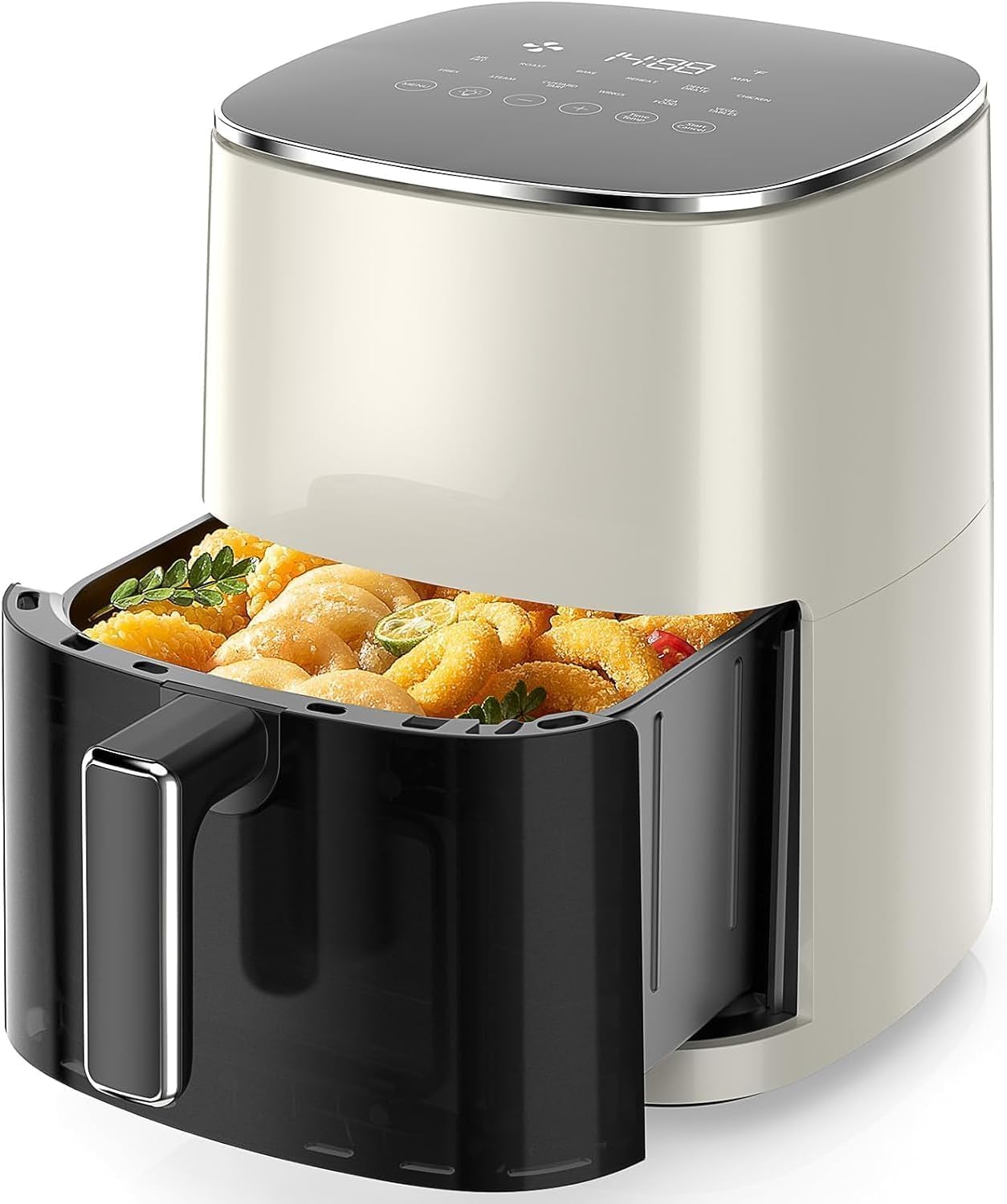 Air Fryer 12-in-1,Large Air Fryer 6QT, Square Airfryers Non Toxic, Cooking, Fries, Custard, Chicken Wings, Sea Food, Vegetabels, Nonstick & Easy-Clean Basket, Beige