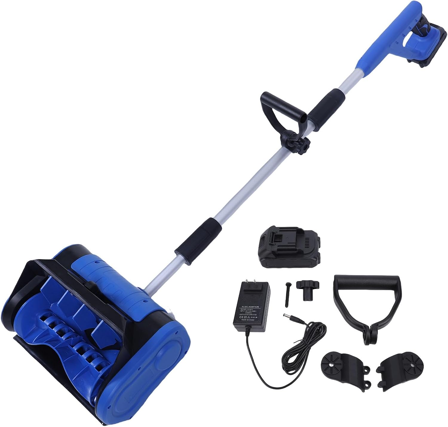 Cordless Snow Shovel, 12 Inch 500W Electric Snow Shovel with Nylon Roller Brush, Aluminum Telescopic Pipe Snow Removal Shovel with 30.5cm Clearing Width 4000mAh Li Battery for