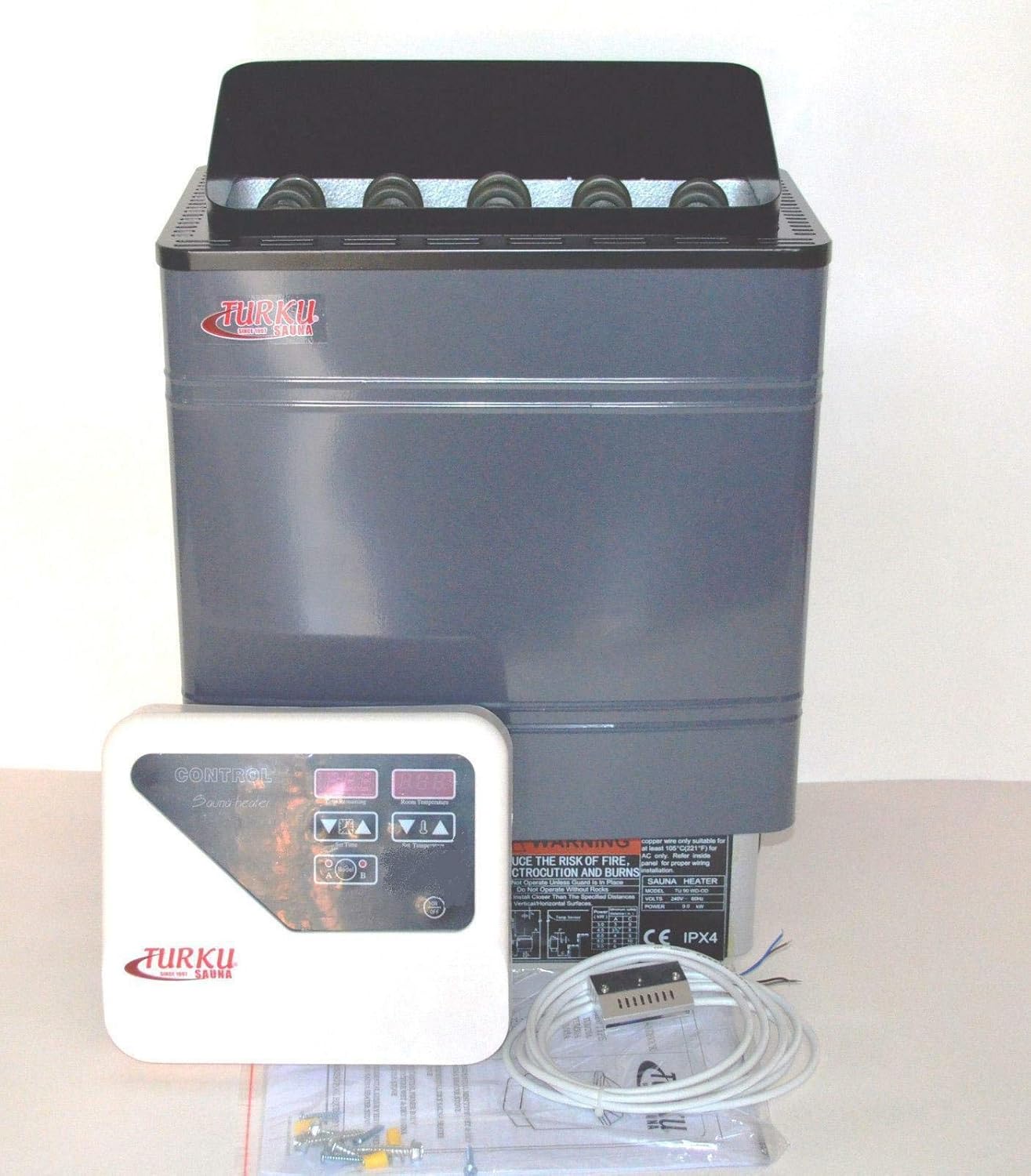 TURKU TU90WD-OD - Residential 9KW Wet & Dry 240V Sauna Stove External CON5 Digital Controller