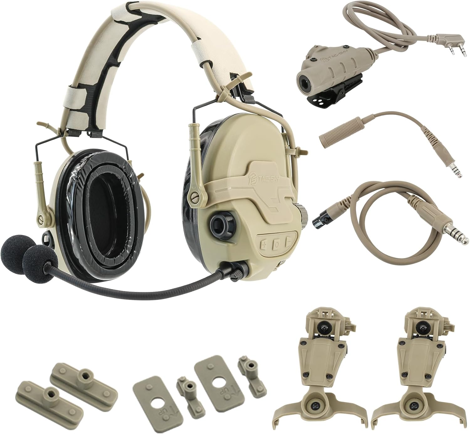 HEARFALCOM TAC700 Tactical Headset Hearing Protection Electronic Shooting Hunting Headset with U94 V2 PTT Adapter for uv5r Walkie Talkies (DE)