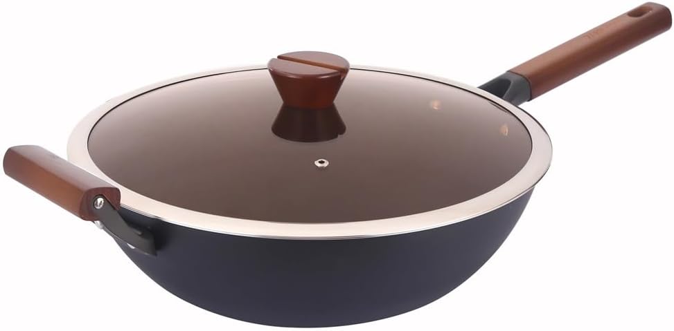 Cast Iron Pot Uncoated And Non Stick Wok Casserole Kitchen Cooking Skillet Cookware Pan Fry