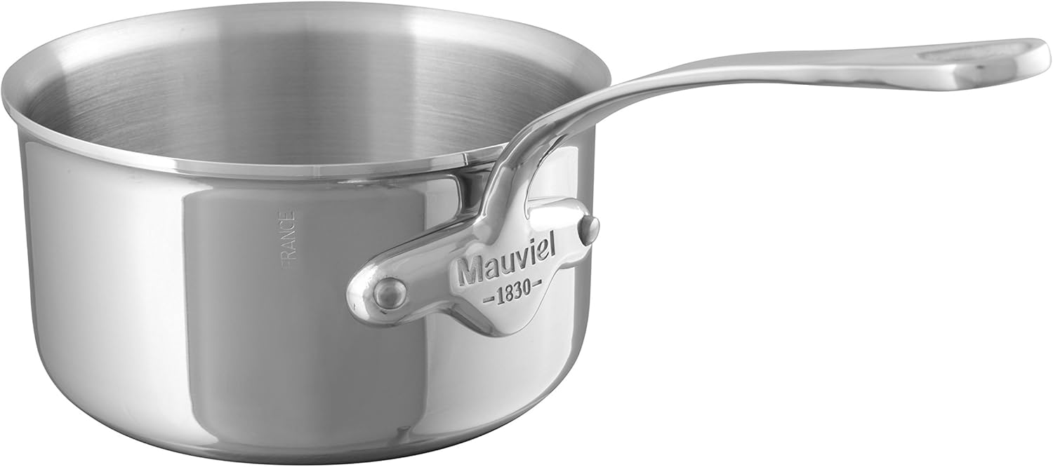 Mauviel M'Cook 5-Ply Stainless Steel Sauce Pan With Cast Stainless Steel Handle, 6.9-Qt, Made In France
