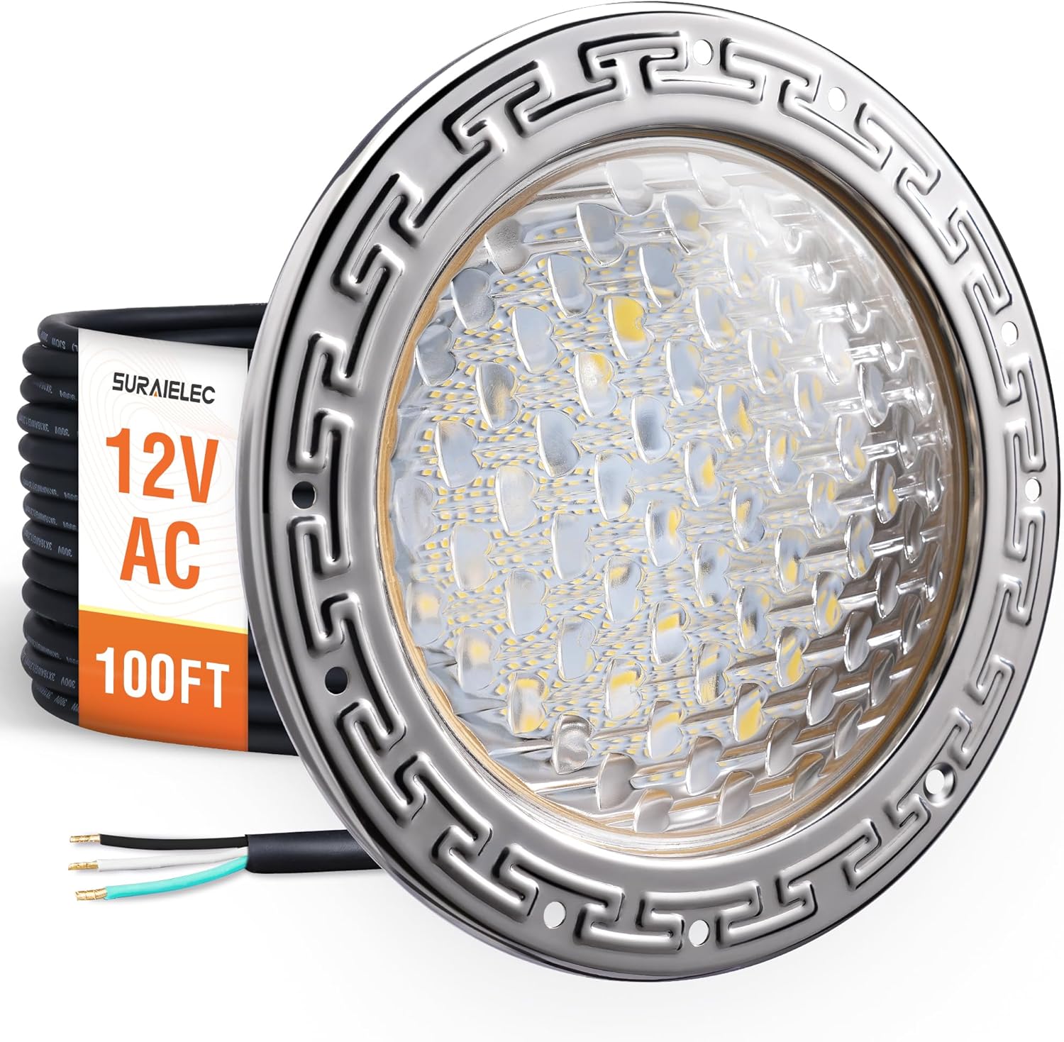 SURAIELEC 12V AC Pool Lights for Inground Pool, 10 inch Underwater Pool Light Replacement, 35W LED, 3000LM, 6000K Cool White, Swimming Pool Light for Pentair Wet Niches, 100FT Cord