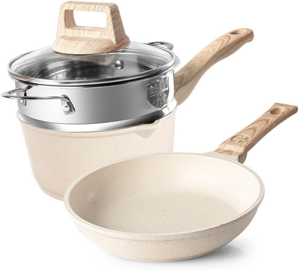 Wok Set Non-stick Pan Stone Kitchen Rice Pot Boiler Boiler With Glass Lid Frying Pan Frying Pan(E)