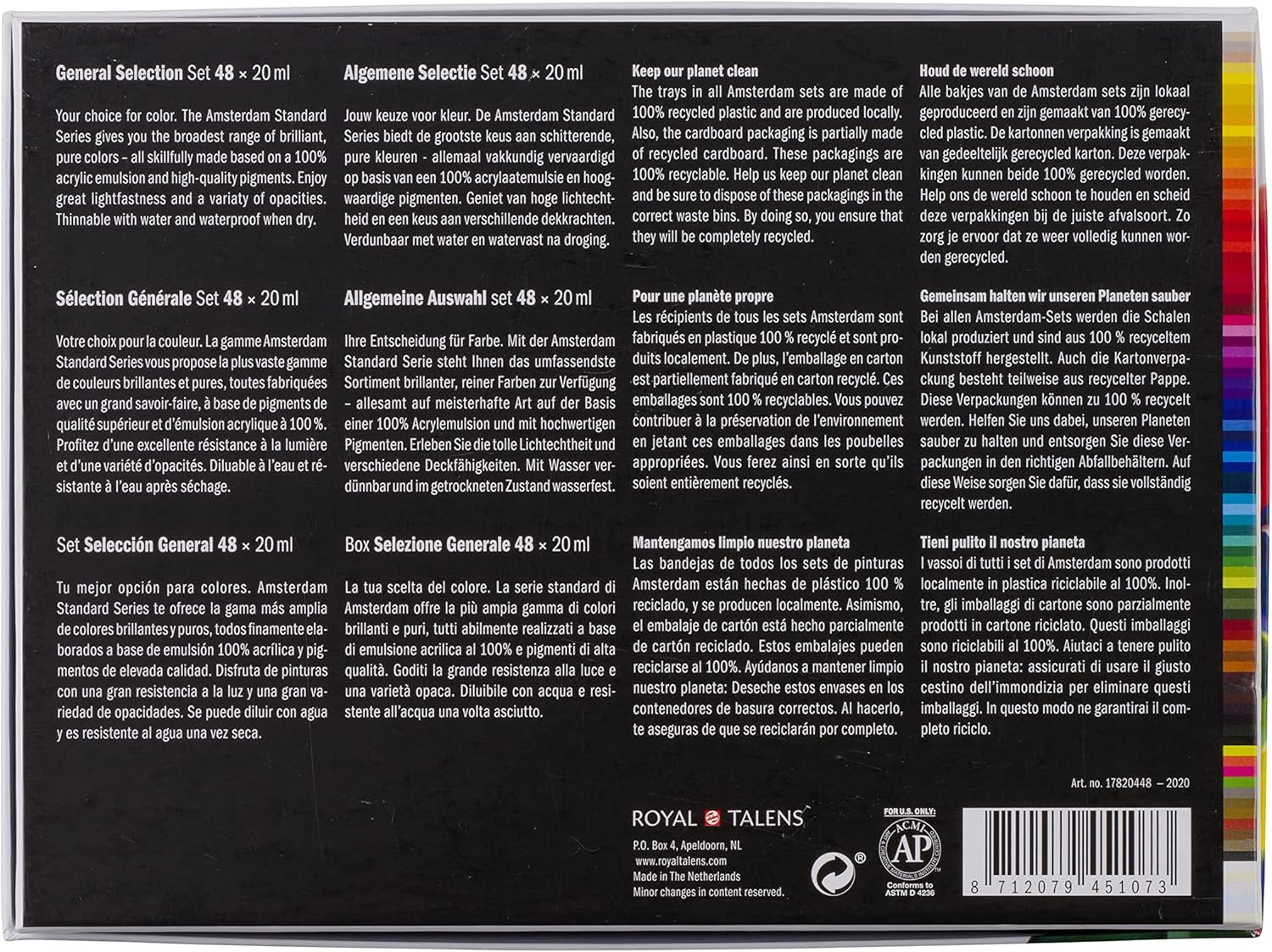 Amsterdam Standard Series Acrylic Paint Set for Beginners | Sample Set (48 x 20 ml Tubes) | Base Colour Selection