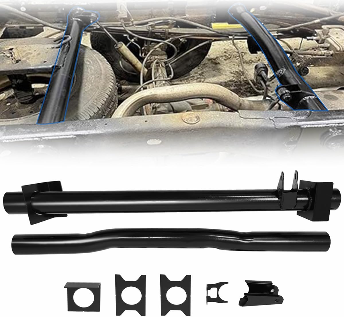 KPJTATUO Rear Upper Shock Mount Crossmember & Rear Spare Tire Support Crossmember with Bracket Fit for 1999 2000 2001 2002 2003 2004 2005 2006 GMC Sierra 2500/2500HD Fuel Tank Support Crossmember