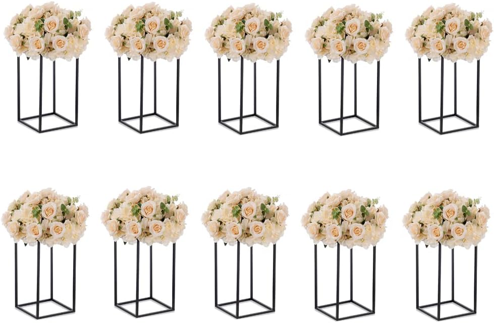 Gold Stand Wedding Centerpieces for Tables - 39.4in Tall Vases for Centerpieces, 2 Pcs Metal Column Flower Stand, Rectangular Flower Display Rack, Wedding Decorations for Tables, Party, Events, Home