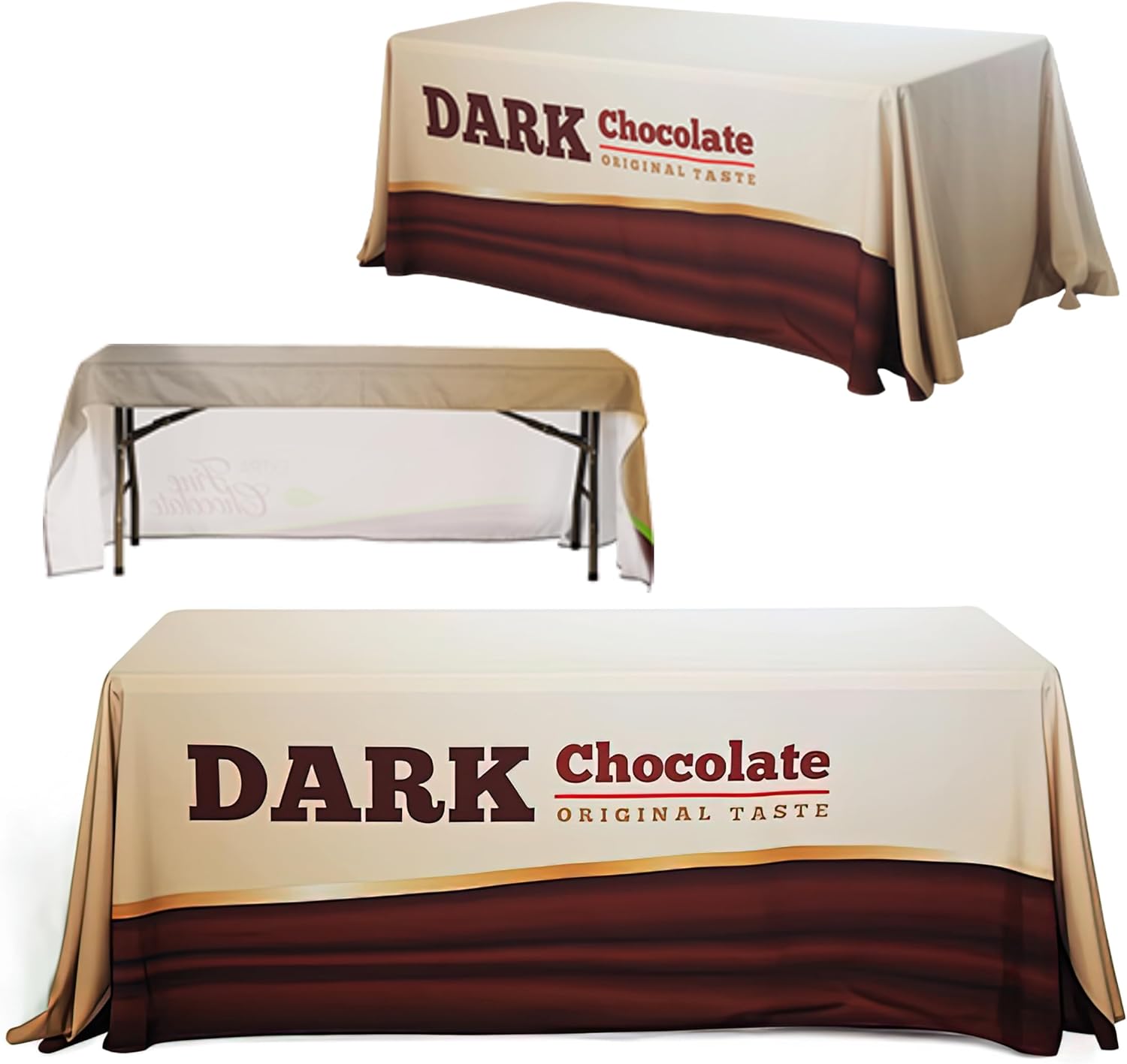 Custom Table Cloth with Business Logo 6ft Ships Next Day Made in USA - Wrinkle-Free Polyester - for Tradeshow, Promotion, Events, Personalized Table Throw Open Back (6ft Table)