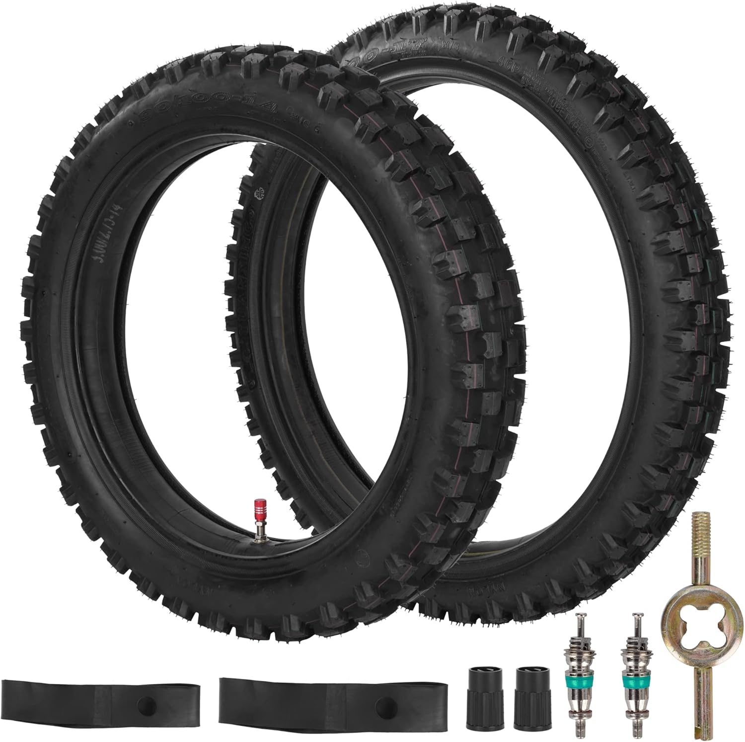 Front 70/100-17 and Rear 90/100-14 Tire and Inner Tube Sets for CR85R CRF80F CRF125F CRF150R 110cc 125cc 140cc QG-214 X-M125 All Dirt Pit Bikes 125cc up to 200cc Dirt Bike