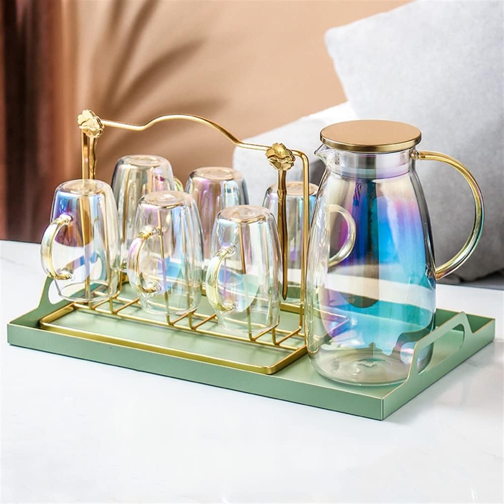 Ordic Round Mouth Kettle Set Cup Home Set Water Appliance Living Room Hospitality Glass Flower Teapot Complete Set : 4-Cup Kit,A-4cup kit