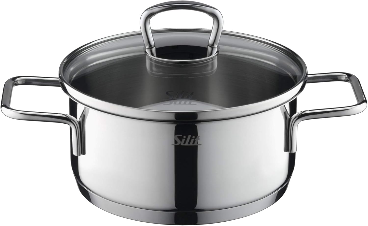 Silit Alicante 10-Piece Induction Cooking Pot Set with Glass Lid, Polished Stainless Steel, Induction Pots Set, Uncoated, Transparent, Silver