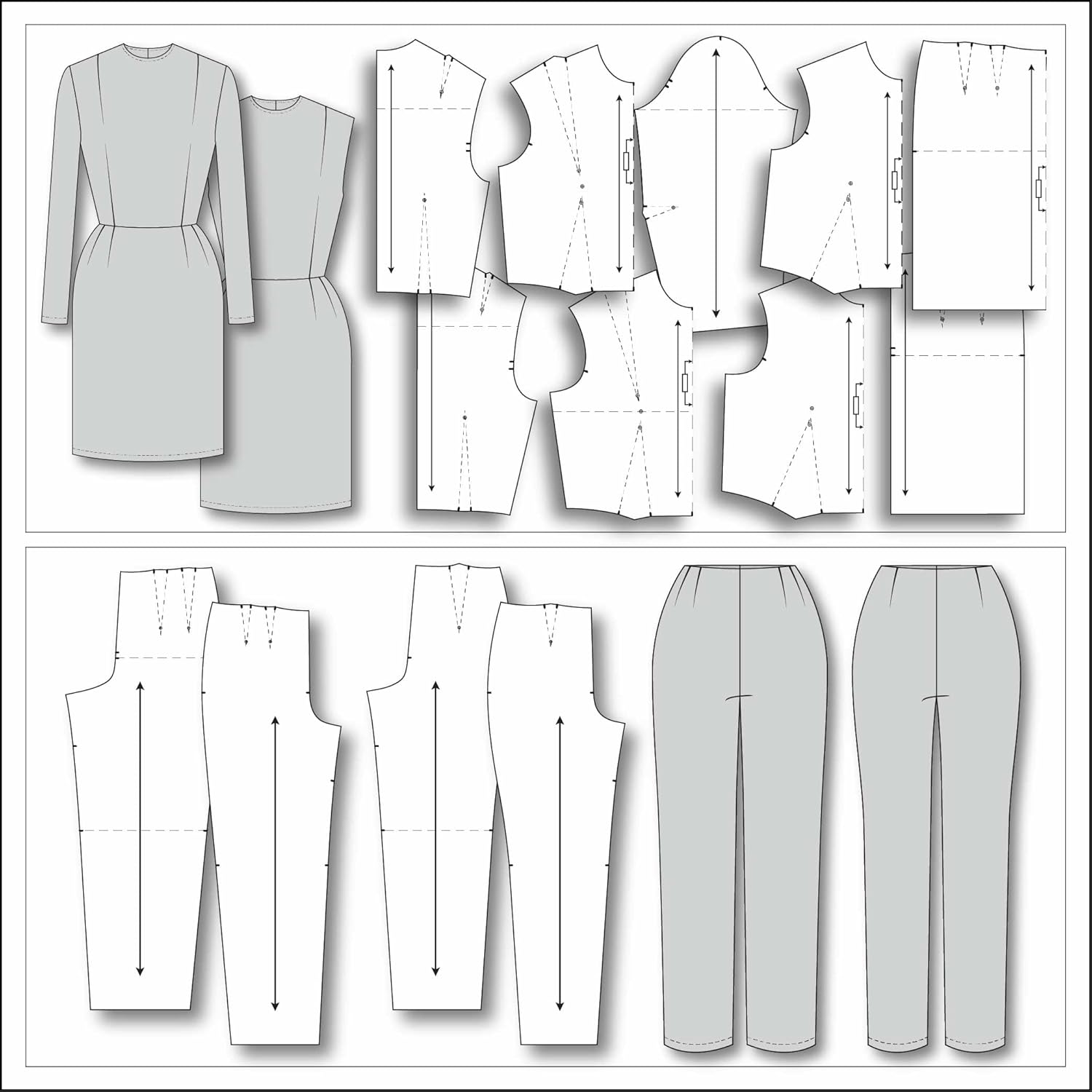 Basic Dress and Pants Mega Bundle Pattern Blocks/Slopers for Wolf Form (Sizes 4-18) Printed Pattern