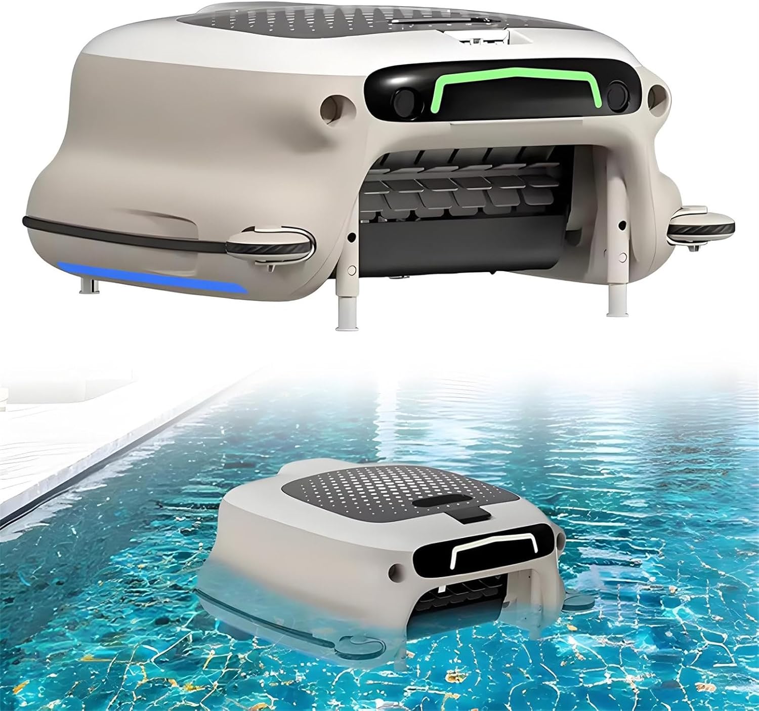 Solar Powered Robotic Pool Skimmer Cleaner, 24/7 Automatic Cleaning, Ultra-Long Runtime with Obstacle Avoidance for Above Ground Pools