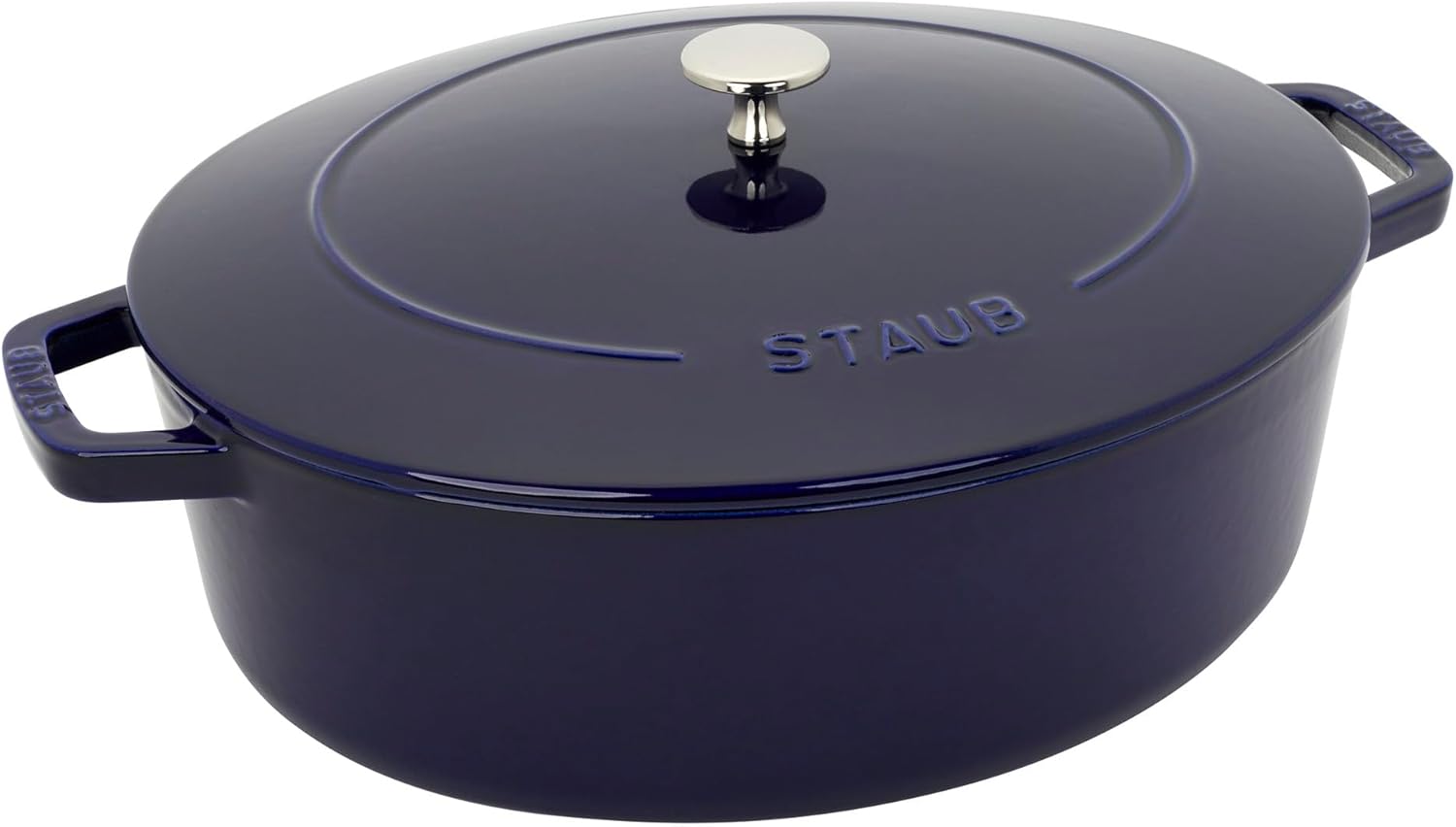 Staub Cast Iron 6.25-qt Shallow Oval Dutch Oven - Dark Blue