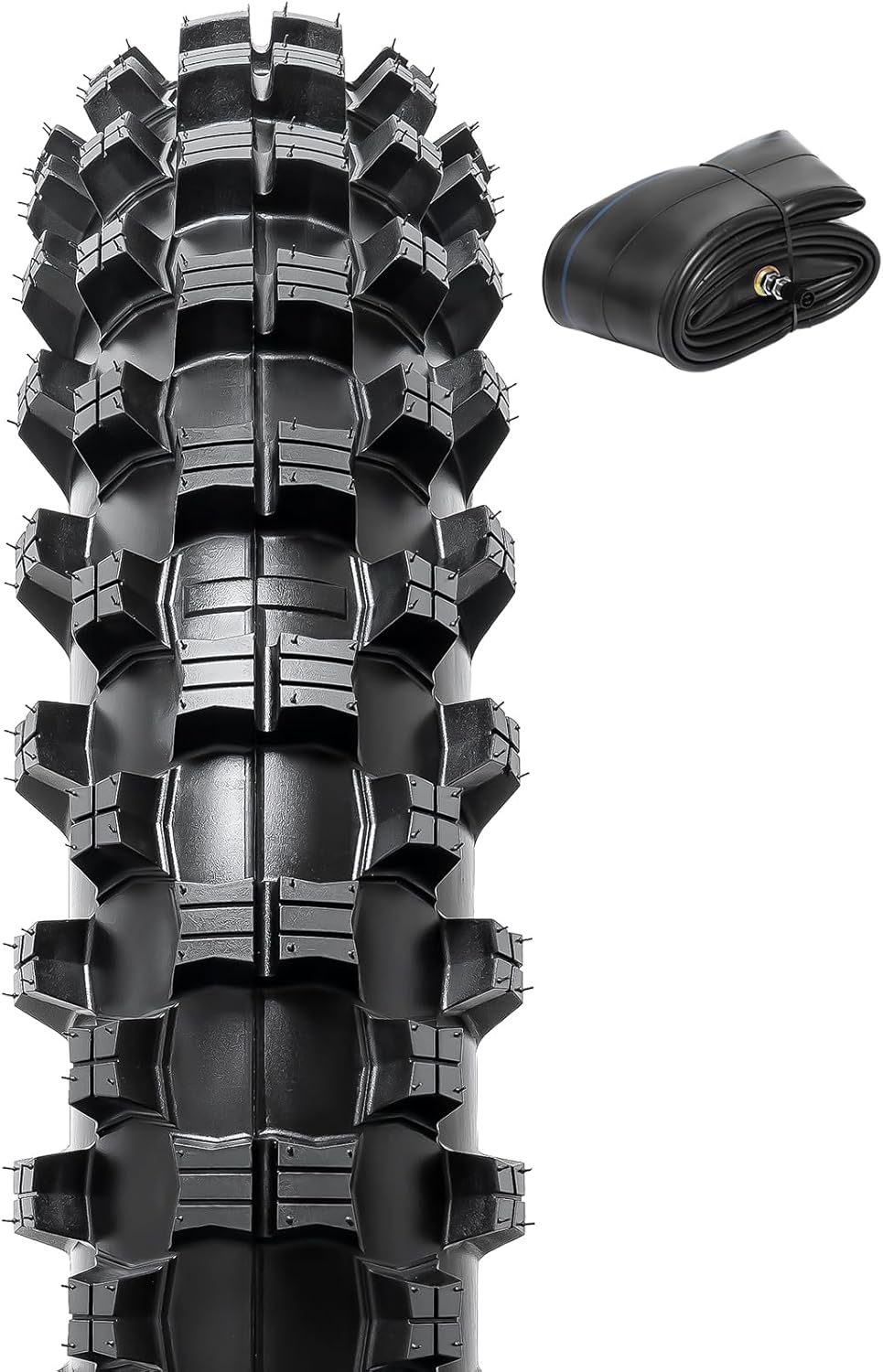 110/100-18 4PR TT 64M Dirt Bike Front/Rear Tire and Inner Tube Compatible with 110/100-18 Off Road Pit Bike/Motorcycle Tire (P-2006)