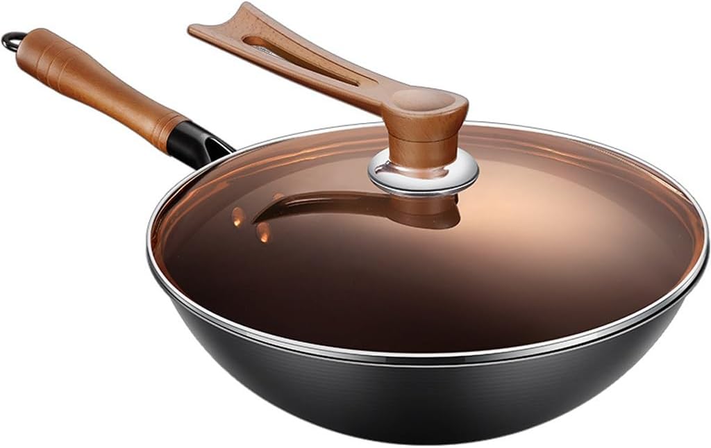 Iron Wok Large Handle Non-stick Gas Cooker Pan Kitchen Cookware Pot