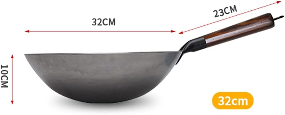 Non-coating Iron Wok Chinese Traditional Handmade For Kitchen Pan Wooden Handle For Gas Cookware 1 to 2