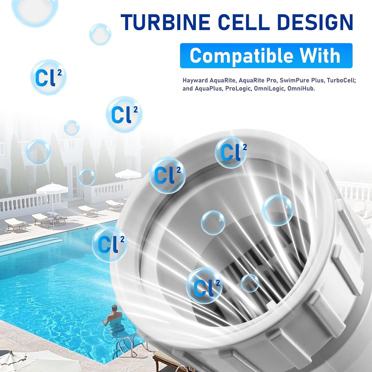 T-Cell-9 Salt Cell for Pool Fits Hayward Turbo Cell T-9 Inground Salt Water Pool Chlorinator System 25K Gallon W3T-Cell-9