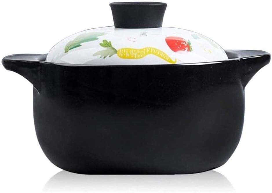 Ceramic Casserole Heat-resistant Soup Pot Nutrition Framed Binaural(E)