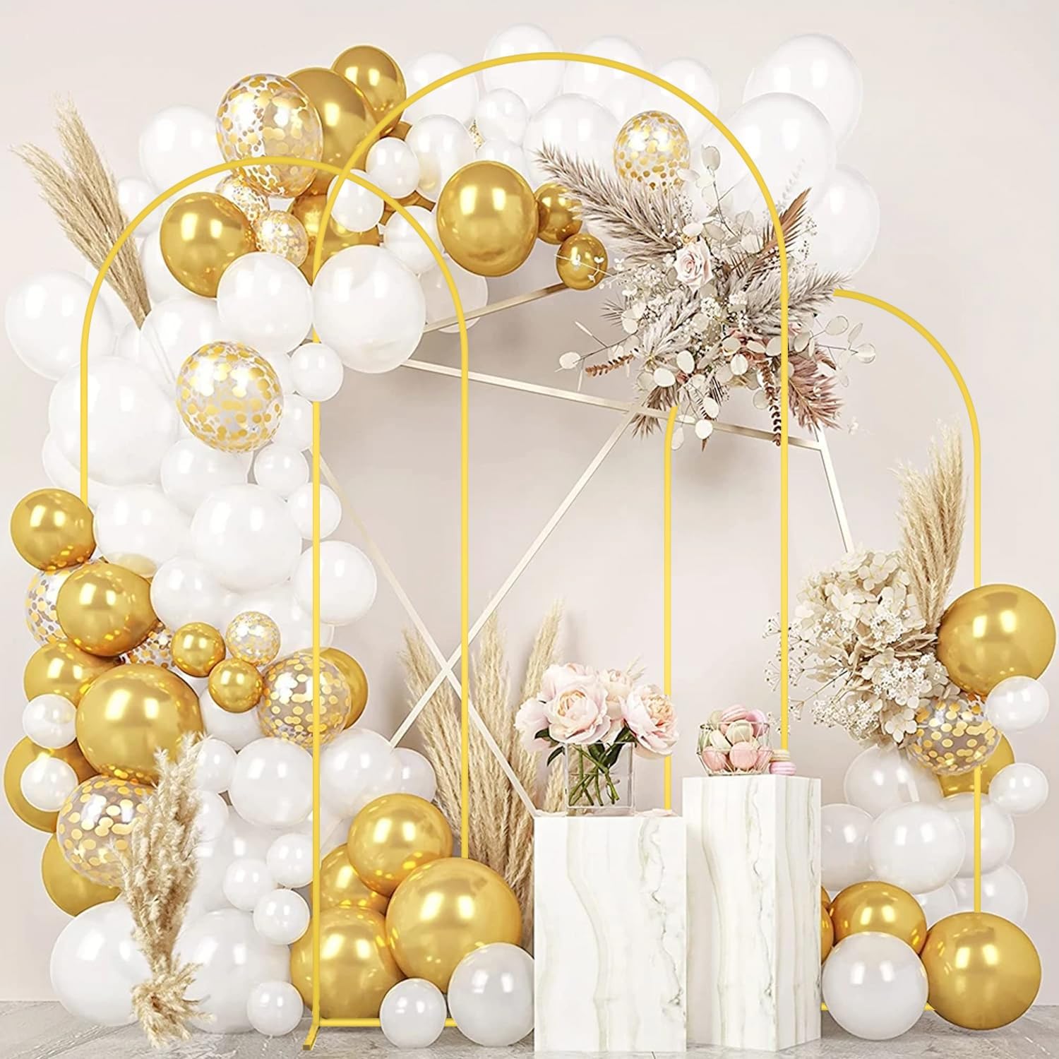Gold Arch Backdrop Stand Set of 3 6FT 6.6FT 7.2FT Metal Arch Stand for Party Wedding Arch Frame Stand for Reception Balloon Arch Stand Set of 3 Photo Backdrop Frame for Baby Shower