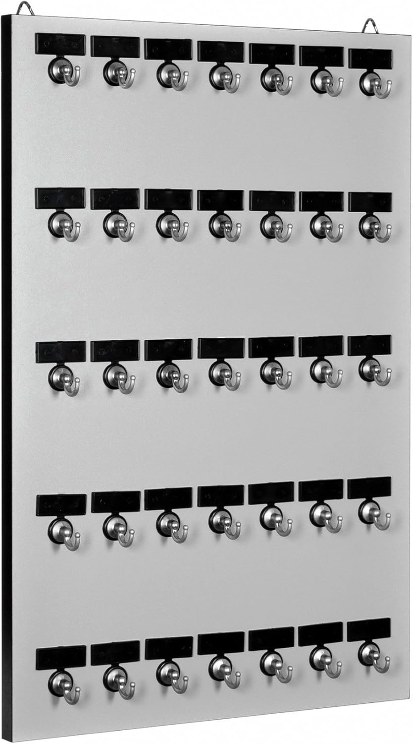 Key Hook, Key Rack #35MGN, 35 Extra Space Bolted Metal Hooks with 'Customize Name Plate', (35 Sets of Tag & Ring Included) - Made in USA