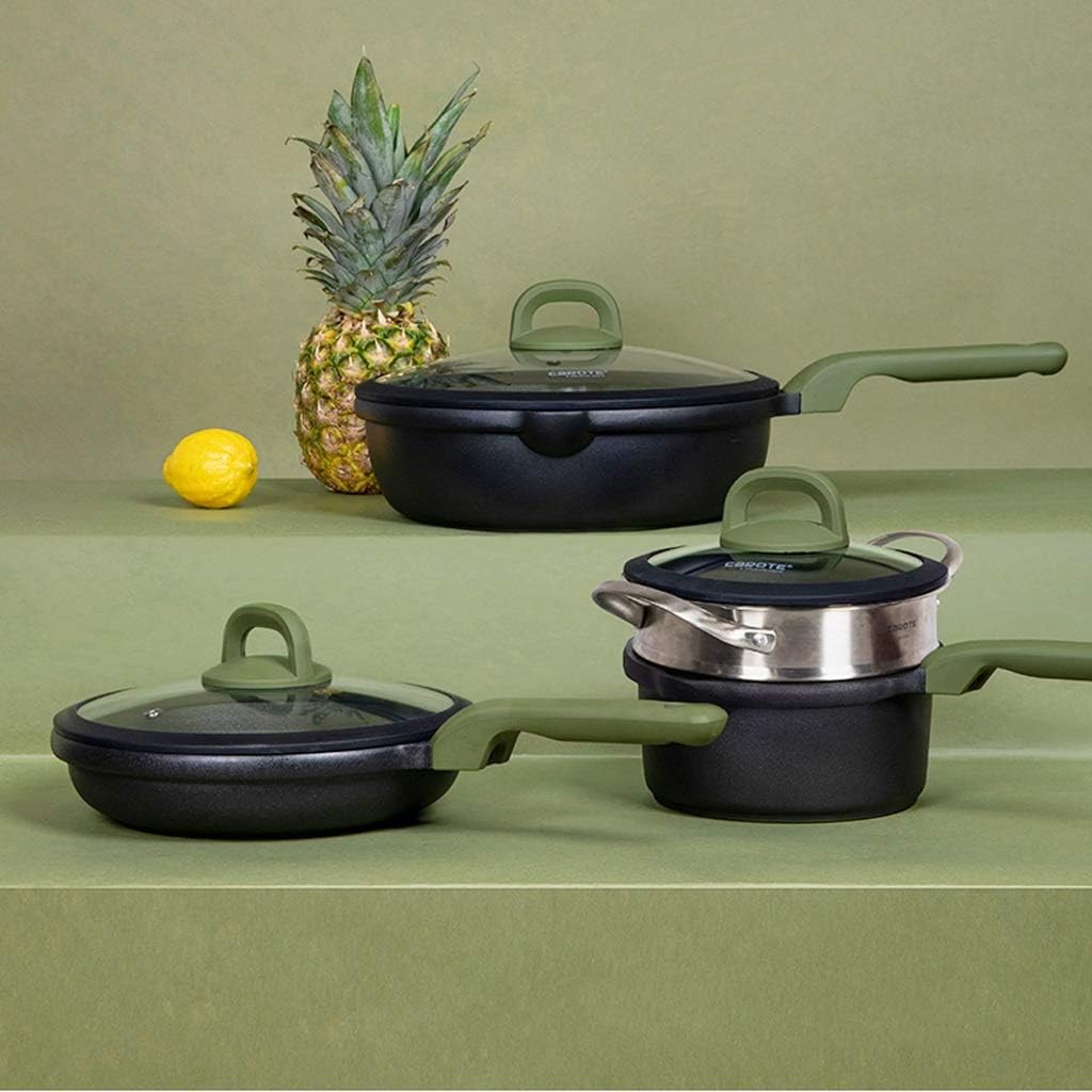 Creative Aluminum Alloy Pot Set Non Stick Pan Without Cooking Fume Technology of Thickened Composite Bottom Easy to Clean(Style 2)