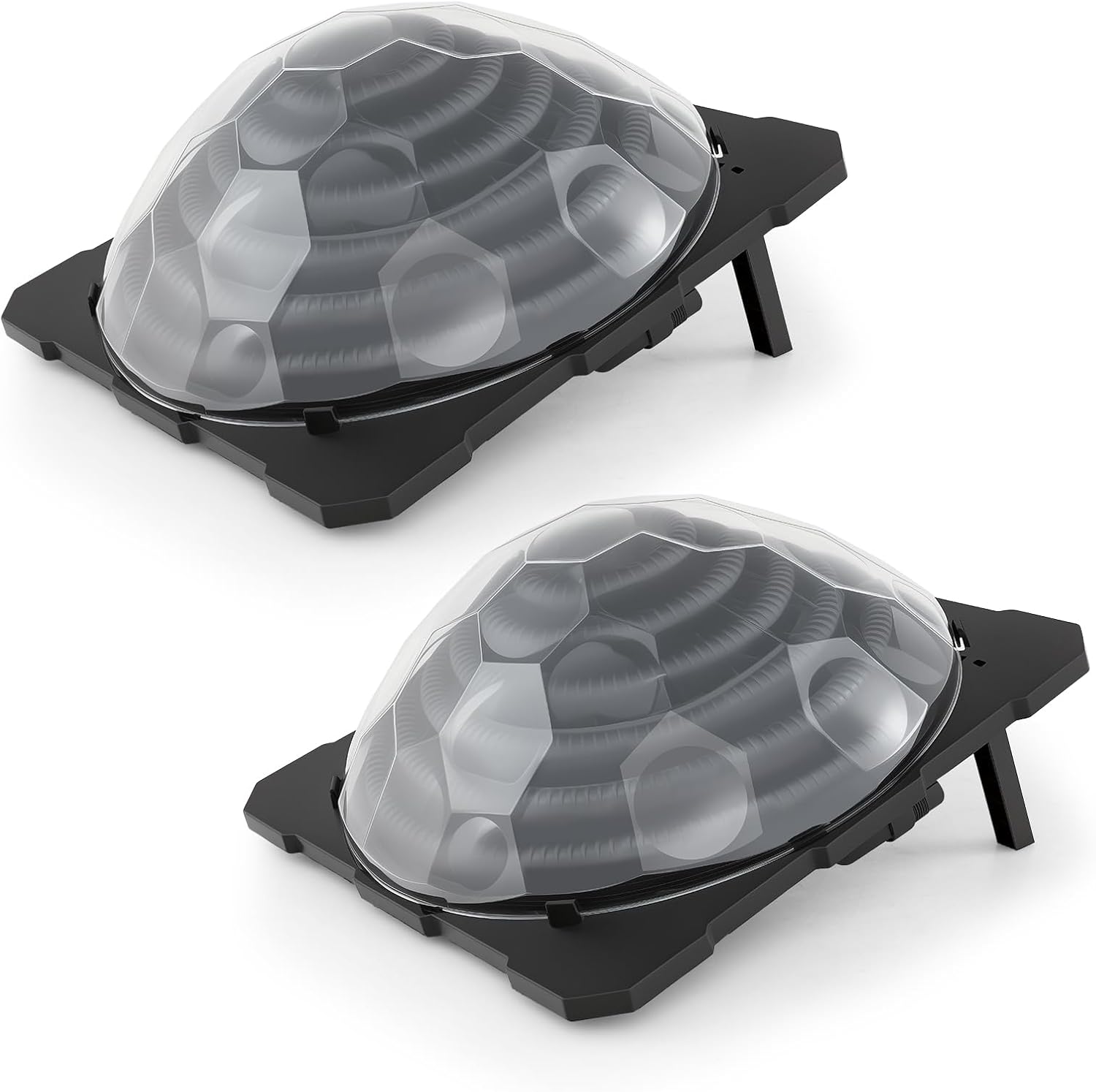 DORTALA Solar Pool Heater, Set of 2 Dome Swimming Pool Water Heater for Above Ground & Inground Pool with Black Heating Coil, Foldable Legs, Rotatable Hose Connector