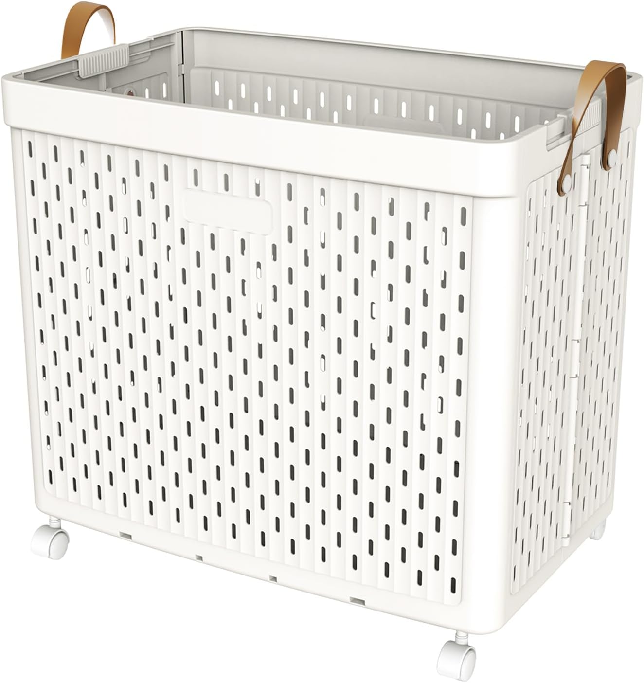 UAK Laundry Basket with Wheels, Collapsible Plastic Laundry Hamper with Handle, Foldable Laundry Basket Organizer for Laundry and Bathroom Snow White, XXXXL (110L)