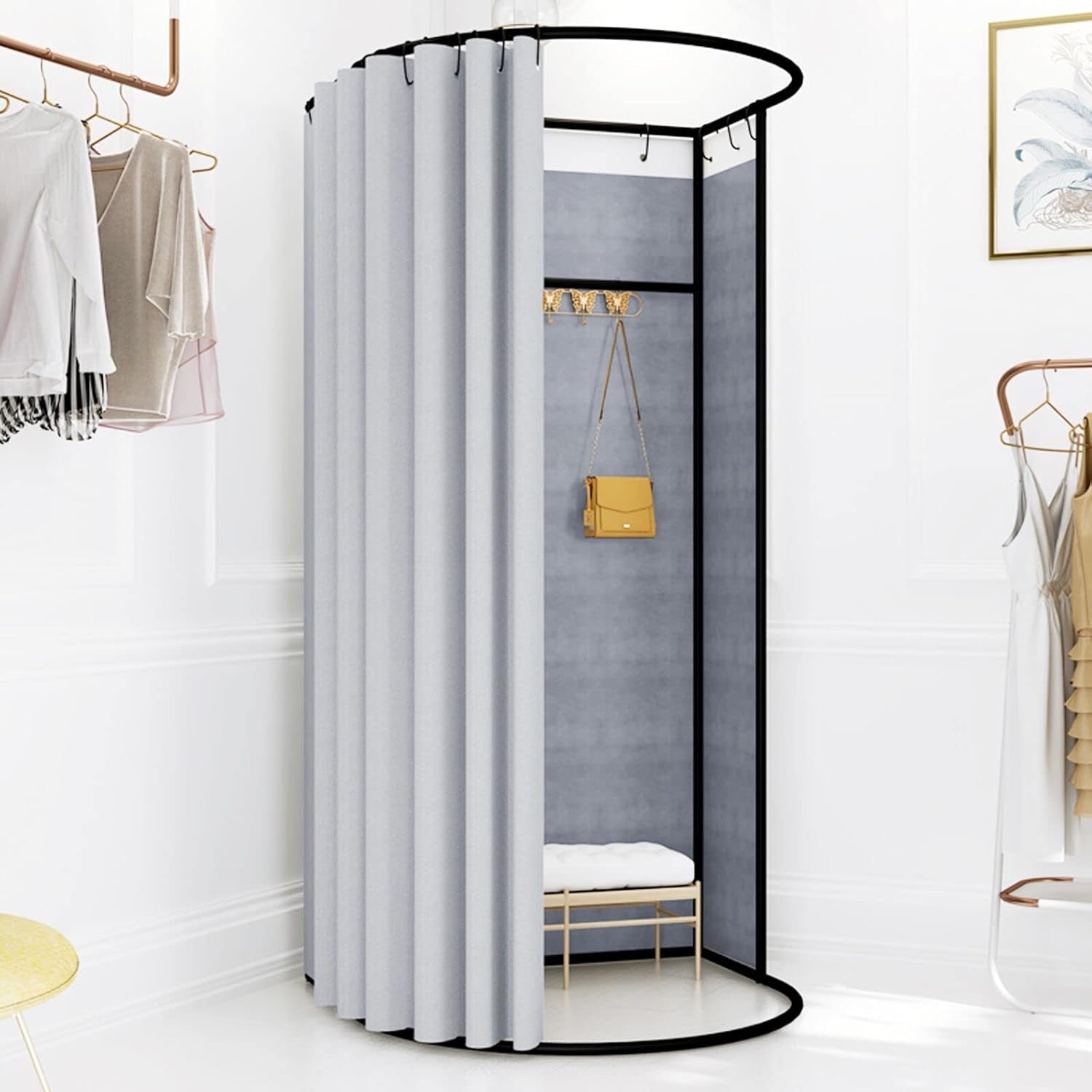 AMSXNOO Clothing Store Fitting Room, Strong Load- Bearing Locker Room Removable Portable Stable Privacy Dressing Room for Indoor Outdoor House Office Shopping Mall (Color : Grey, Size : 85x80x200CM)